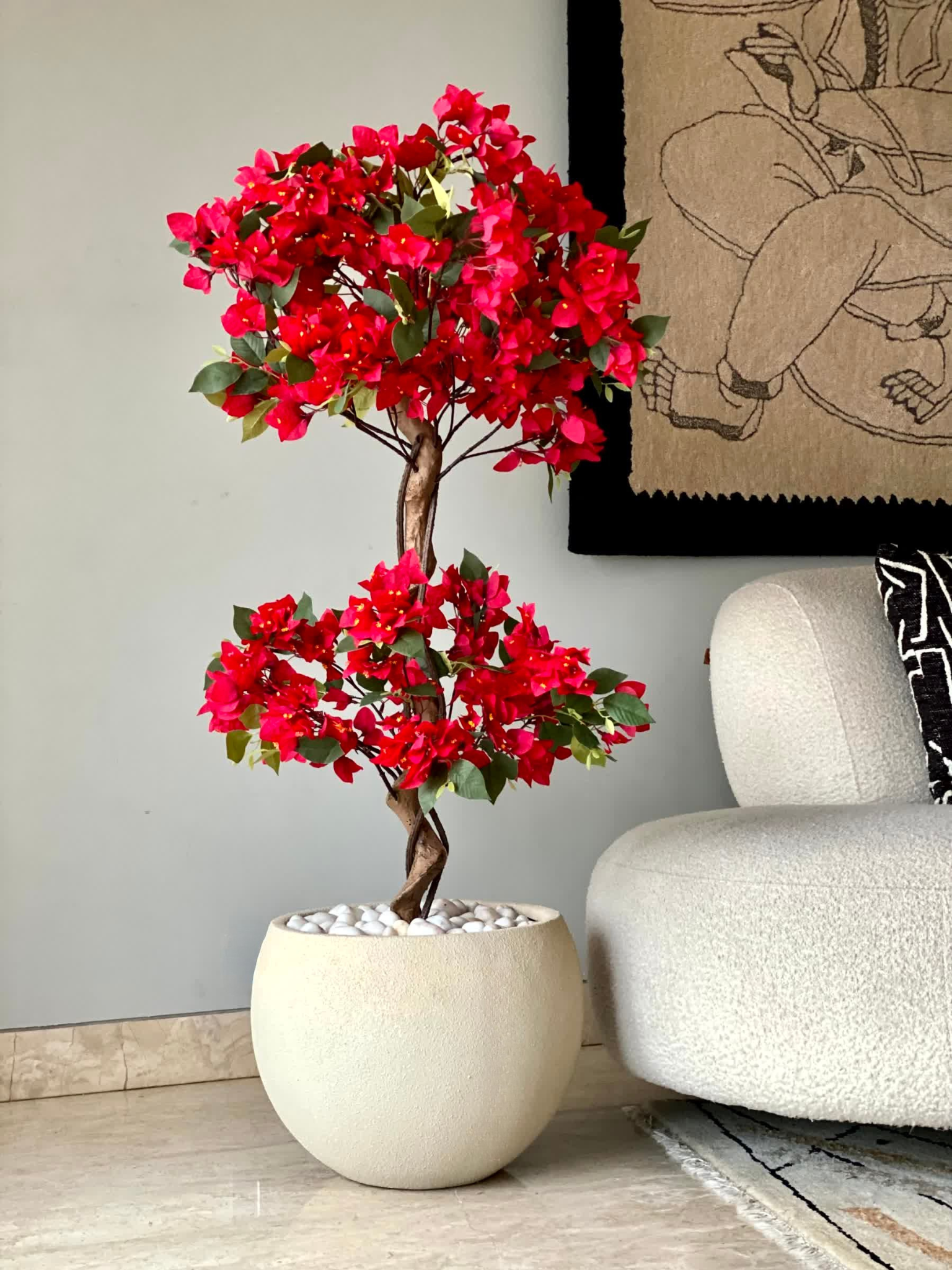 Artificial Scarlett Red Twisted Bougainvillea Plant - 4 Feet