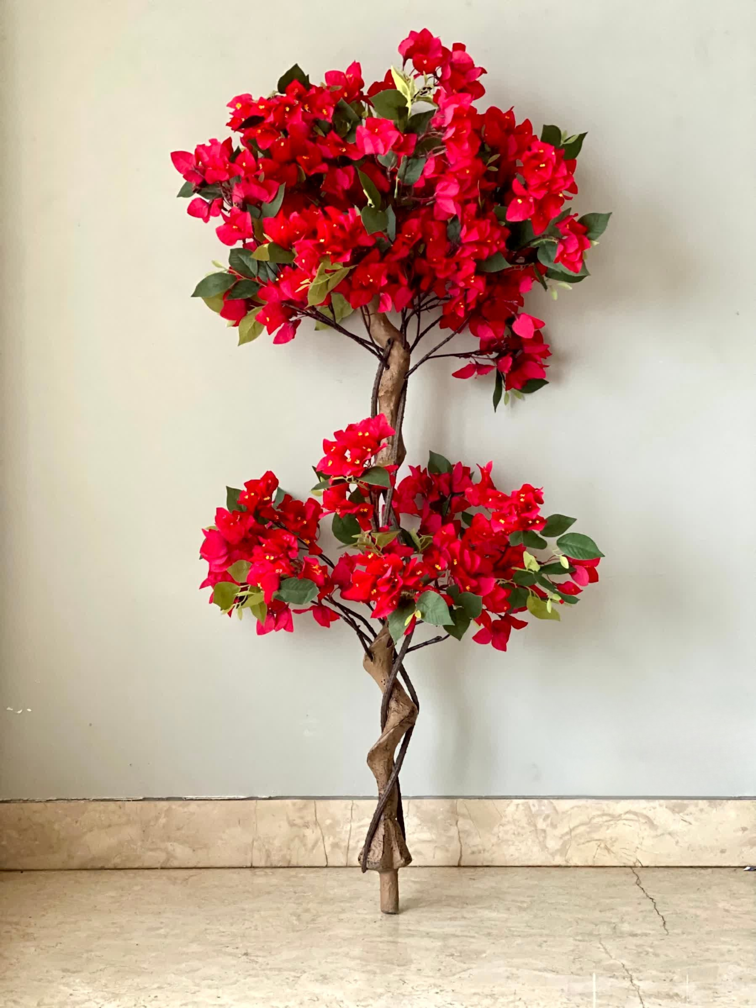 Artificial Scarlett Red Twisted Bougainvillea Plant - 4 Feet