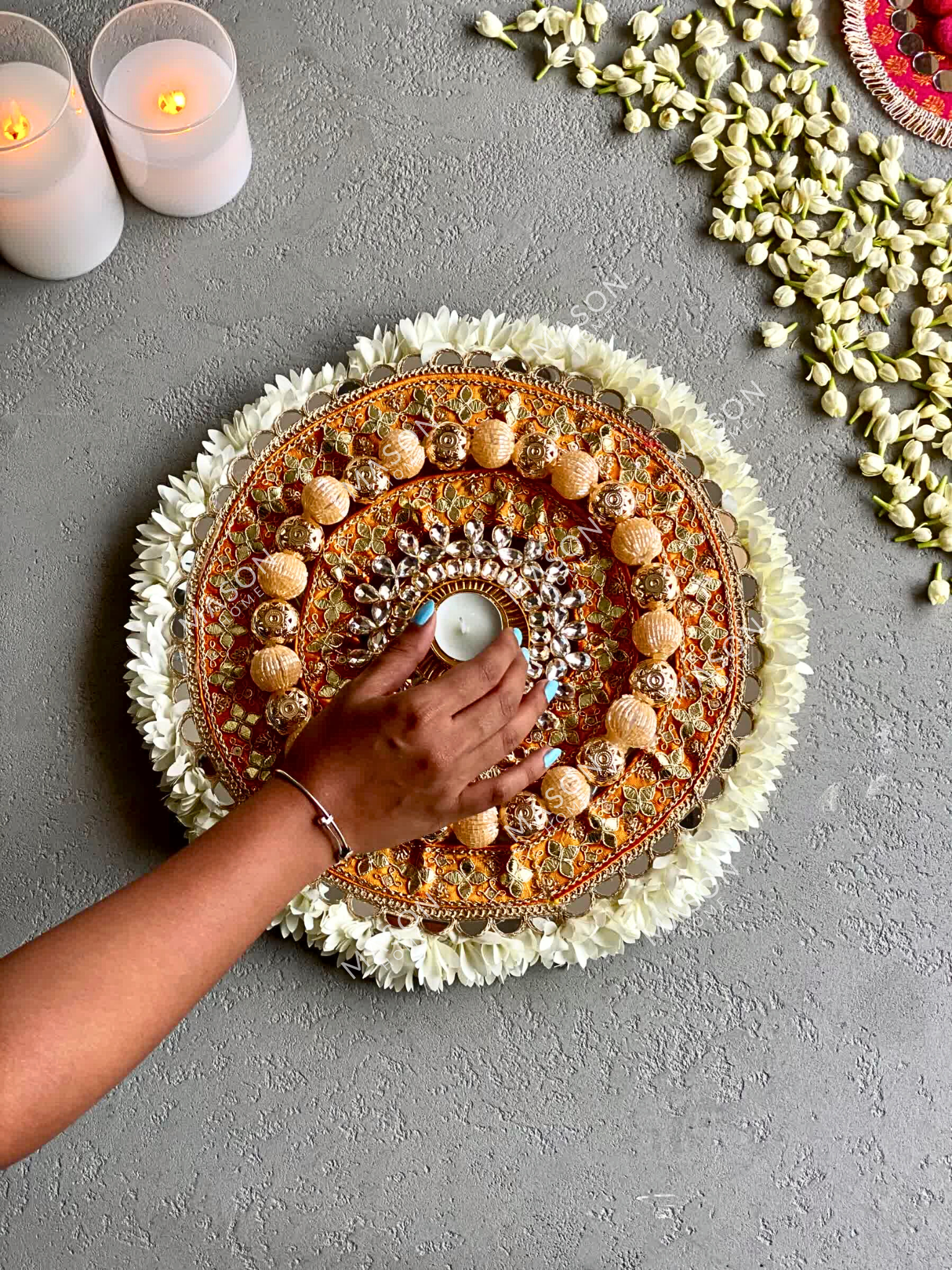 Festive Adaa Floral Rangoli - Beige