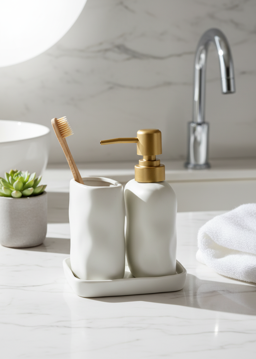 Lucent Bathroom Set - White (Set of 3)