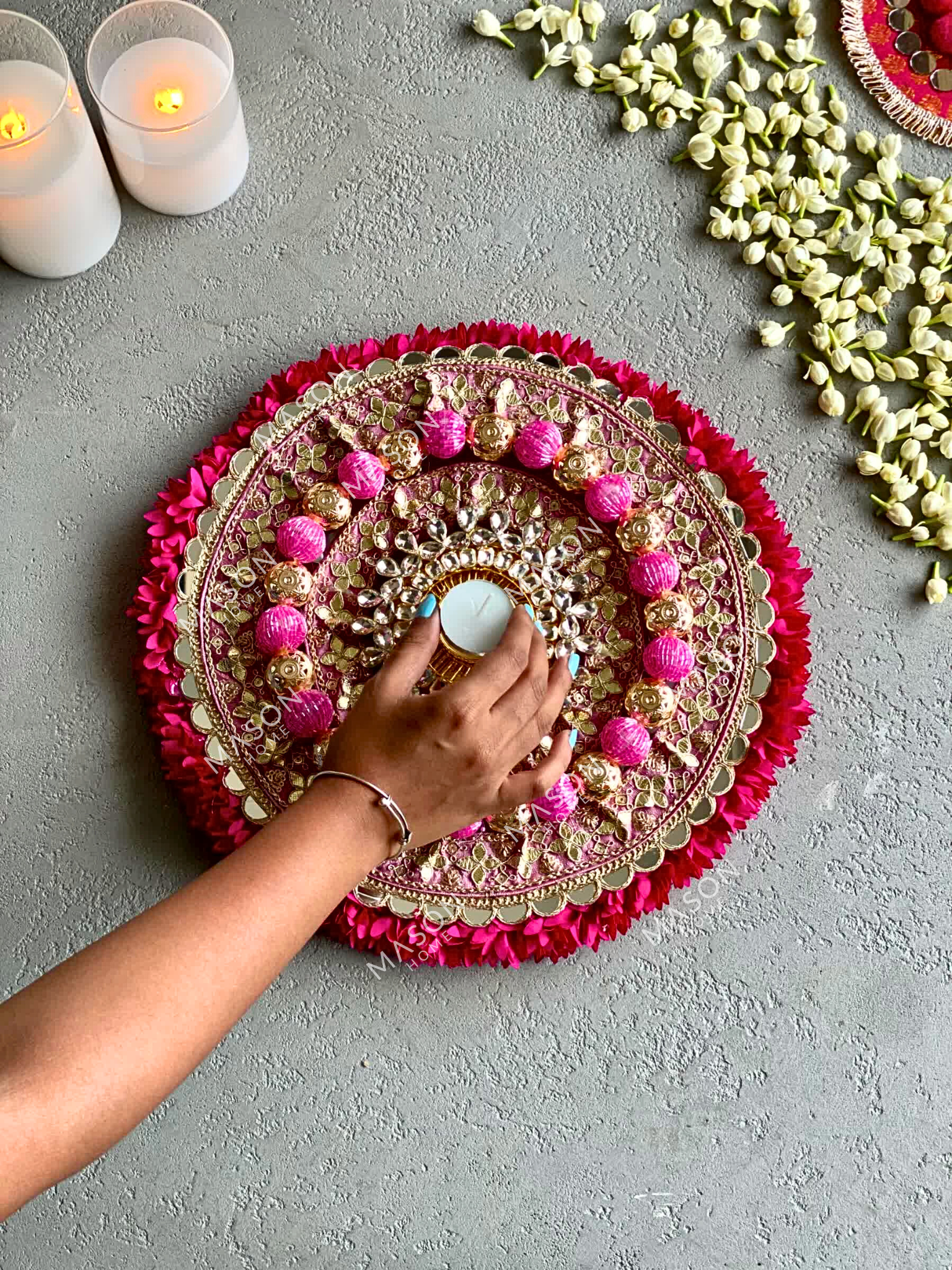Festive Adaa Floral Rangoli - Pink