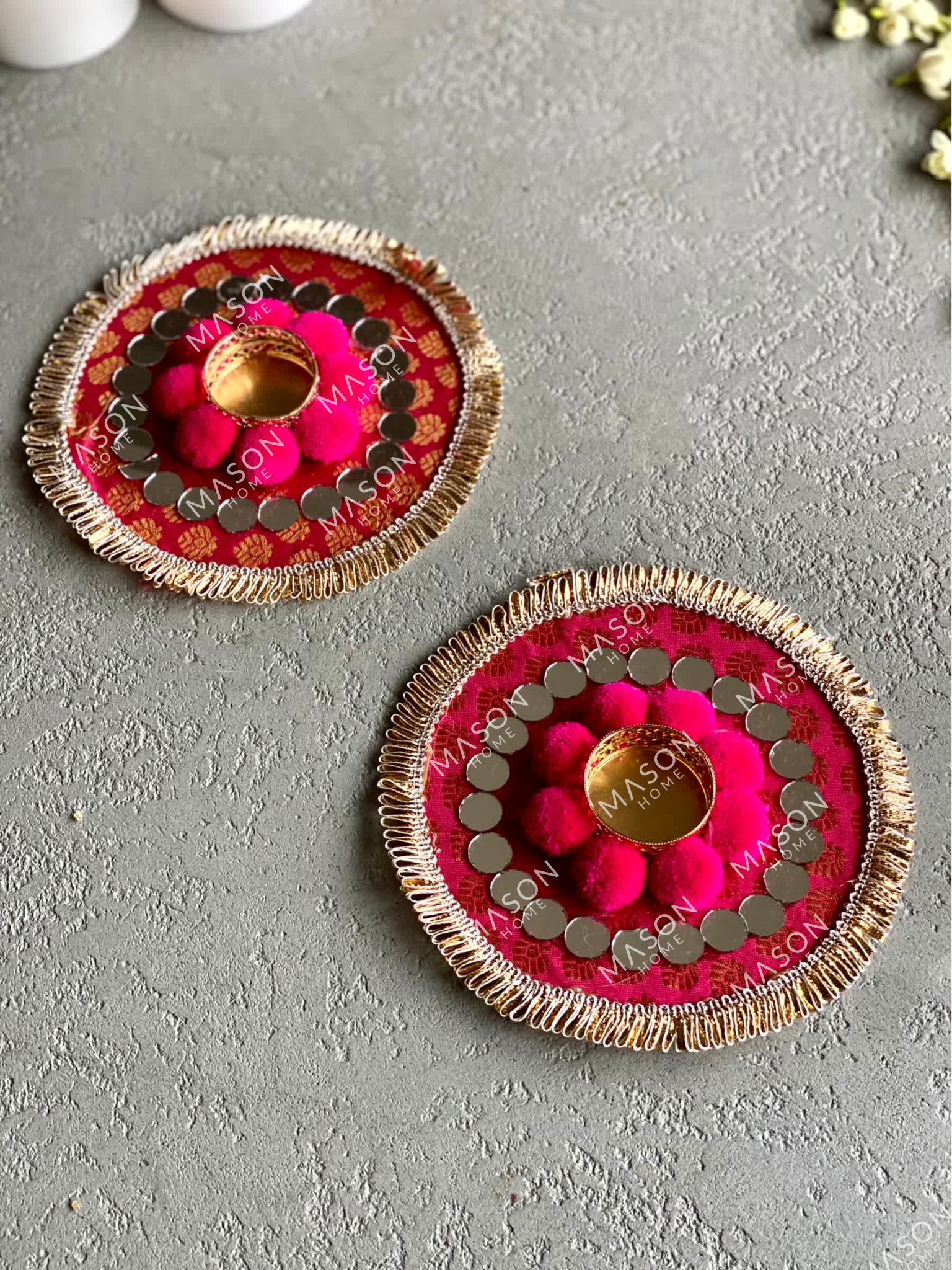 Festive Bloom Diyas - Pink (Set of 2)