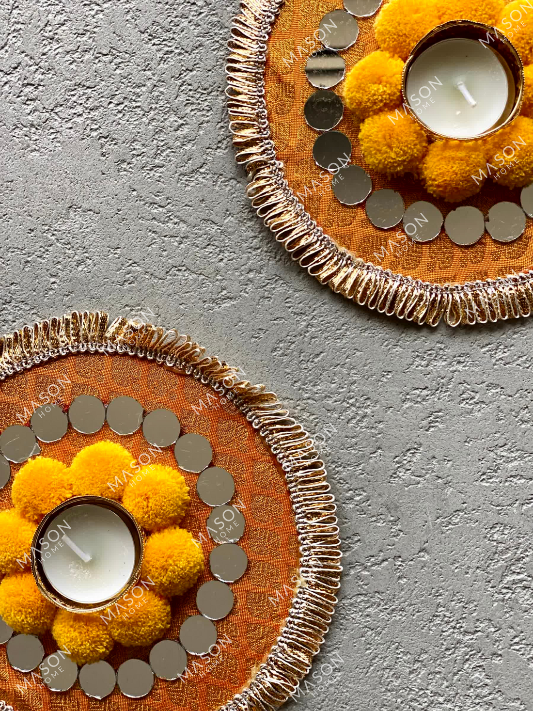 Festive Bloom Diyas - Yellow - Set of 2