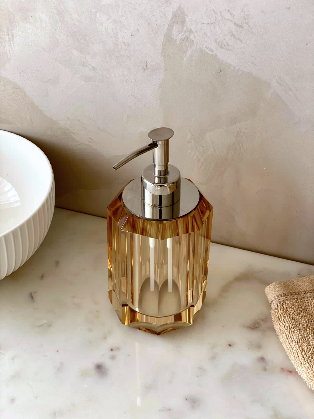 Hexa Crystal Bathroom Dispenser - Amber