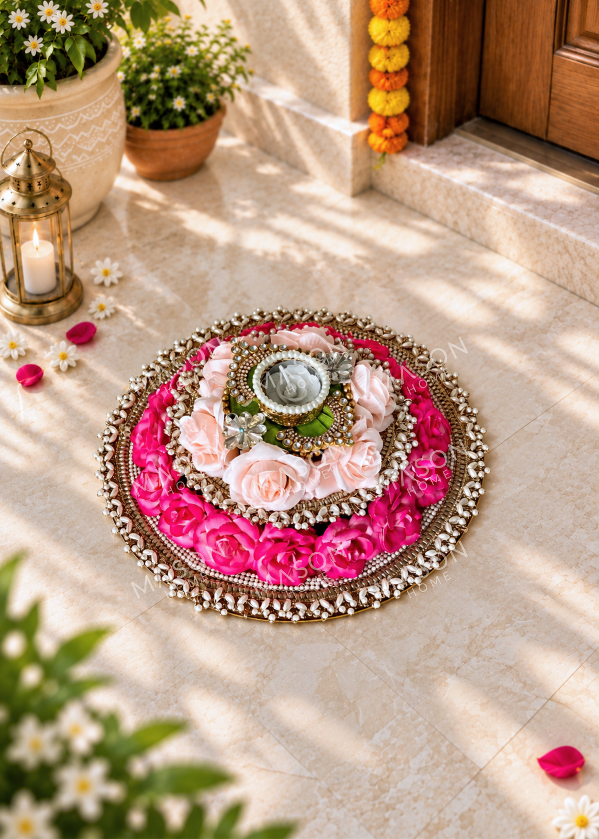 Festive Royal Blossom I Artifical Rangoli