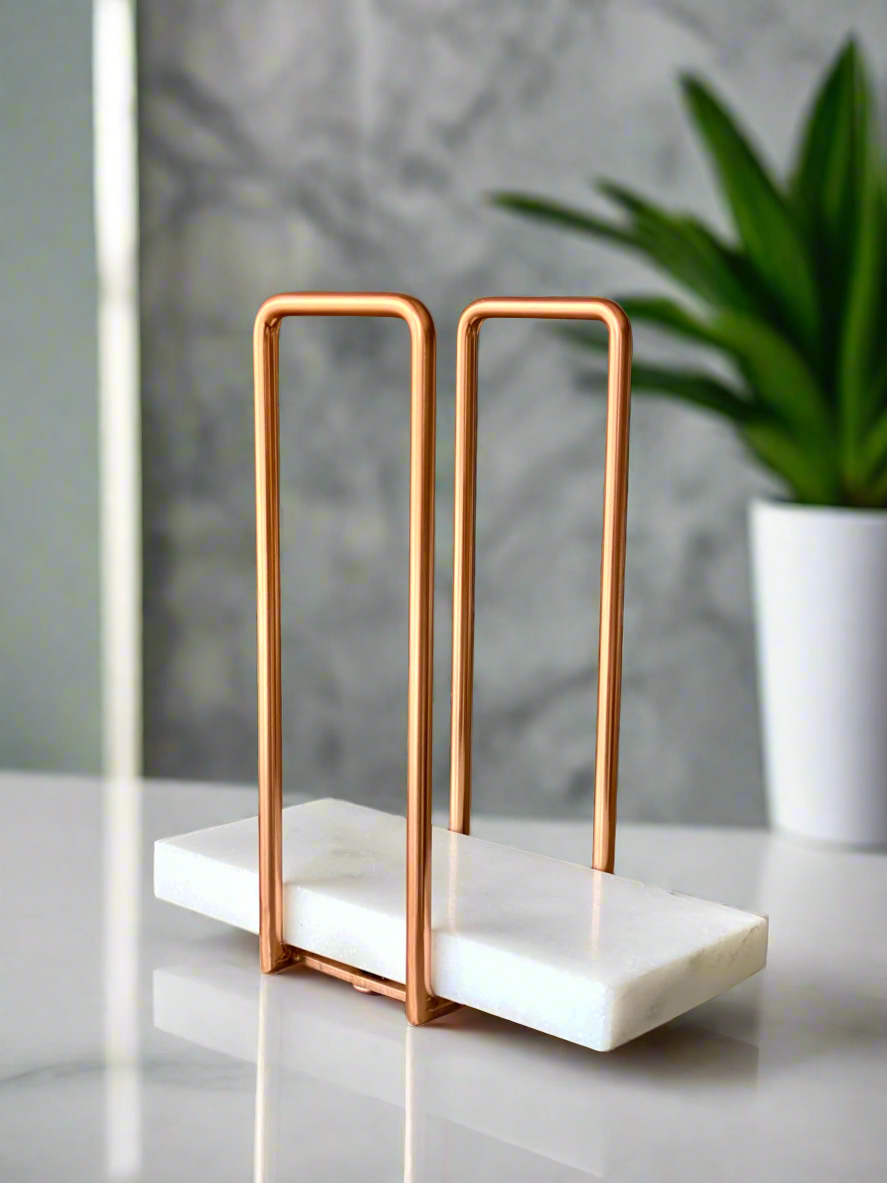 Imperial Napkin Holder - White & Rose Gold