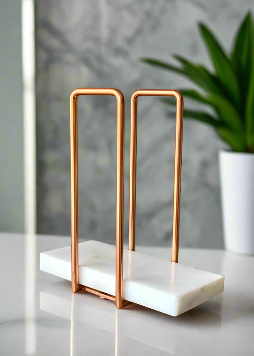 Imperial Napkin Holder - White & Rose Gold