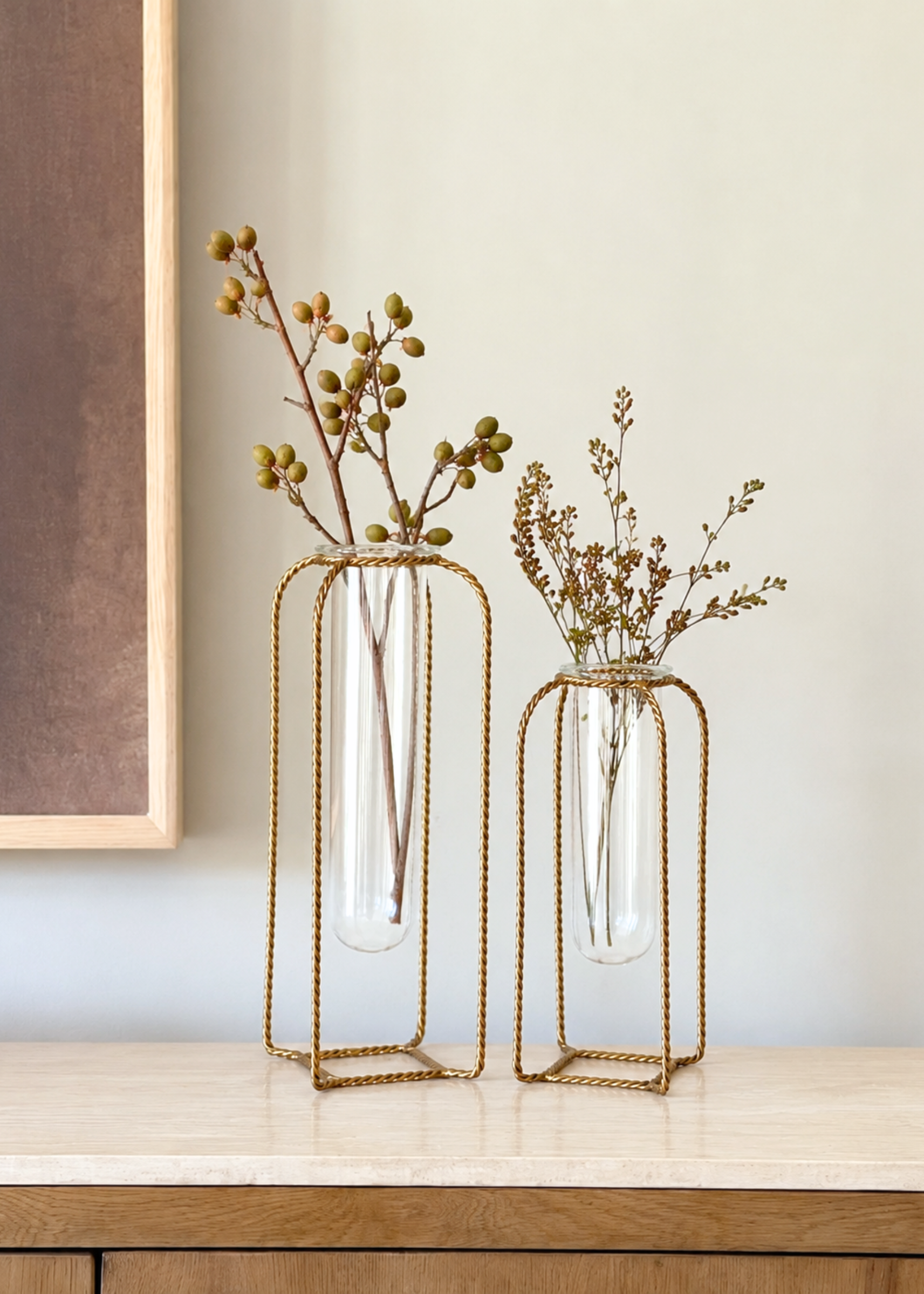 Braided Gold Test Tube Vases