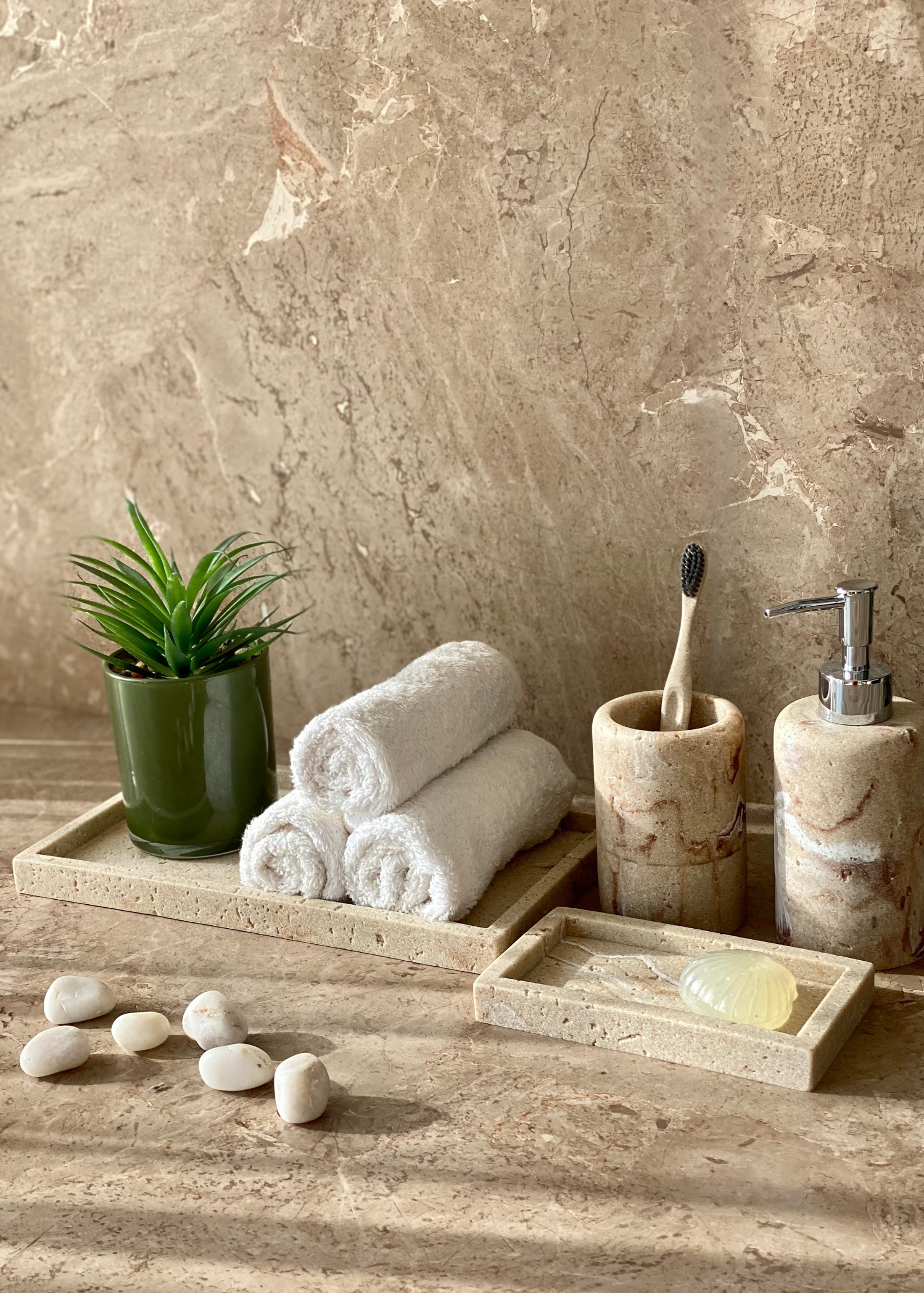 Carrara Bathroom Set - Beige (Set of 3)