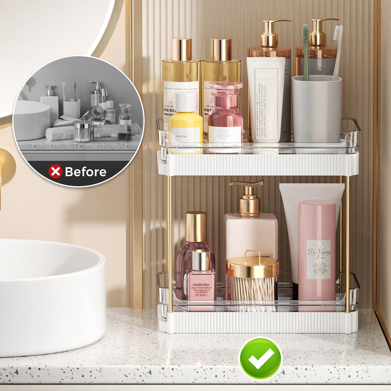 Two Tier Pullout Storage Rack - White