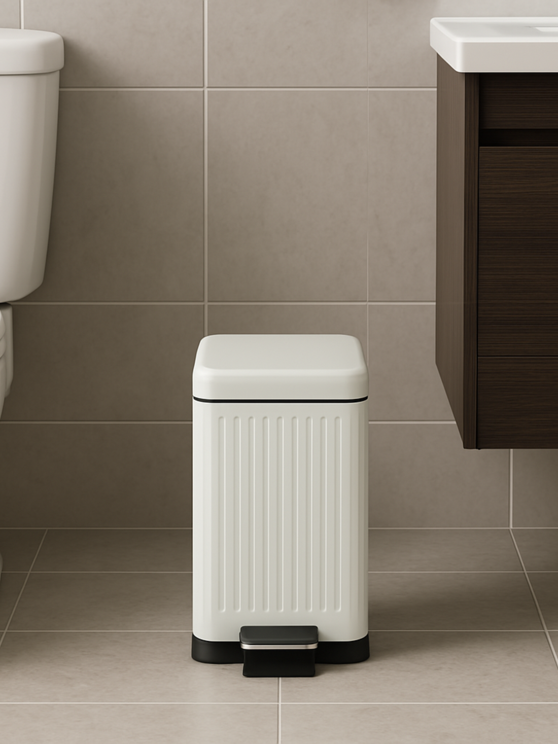 Verve Metallic Dustbin - White (10L)