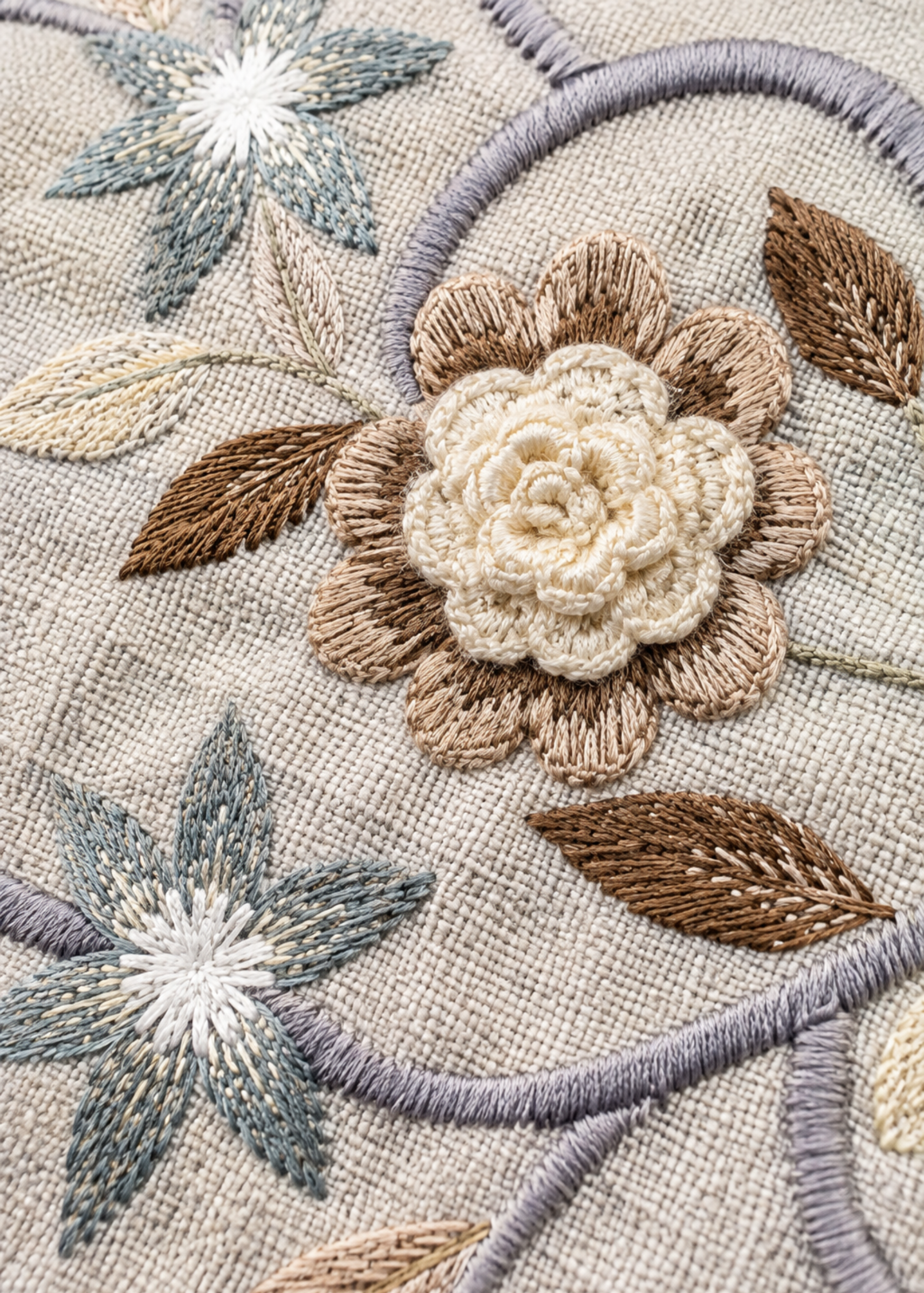 Dusty Blue Floral Cushion Cover
