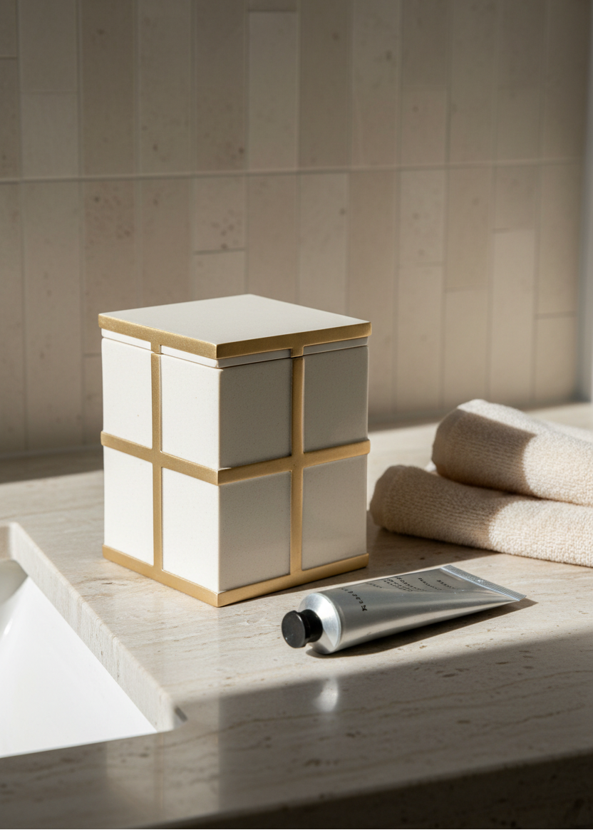 Axia Bathroom Jar - Ivory
