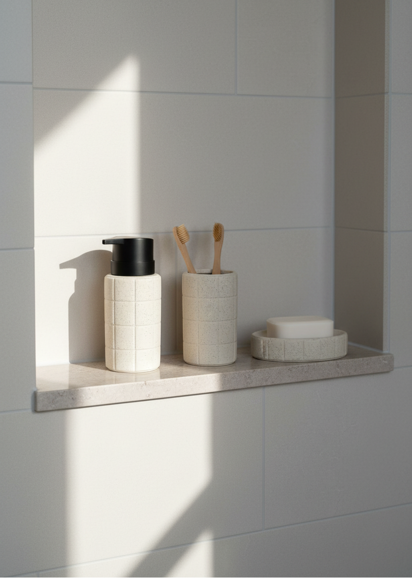 Stria Bathroom Set - Beige (Set of 3)