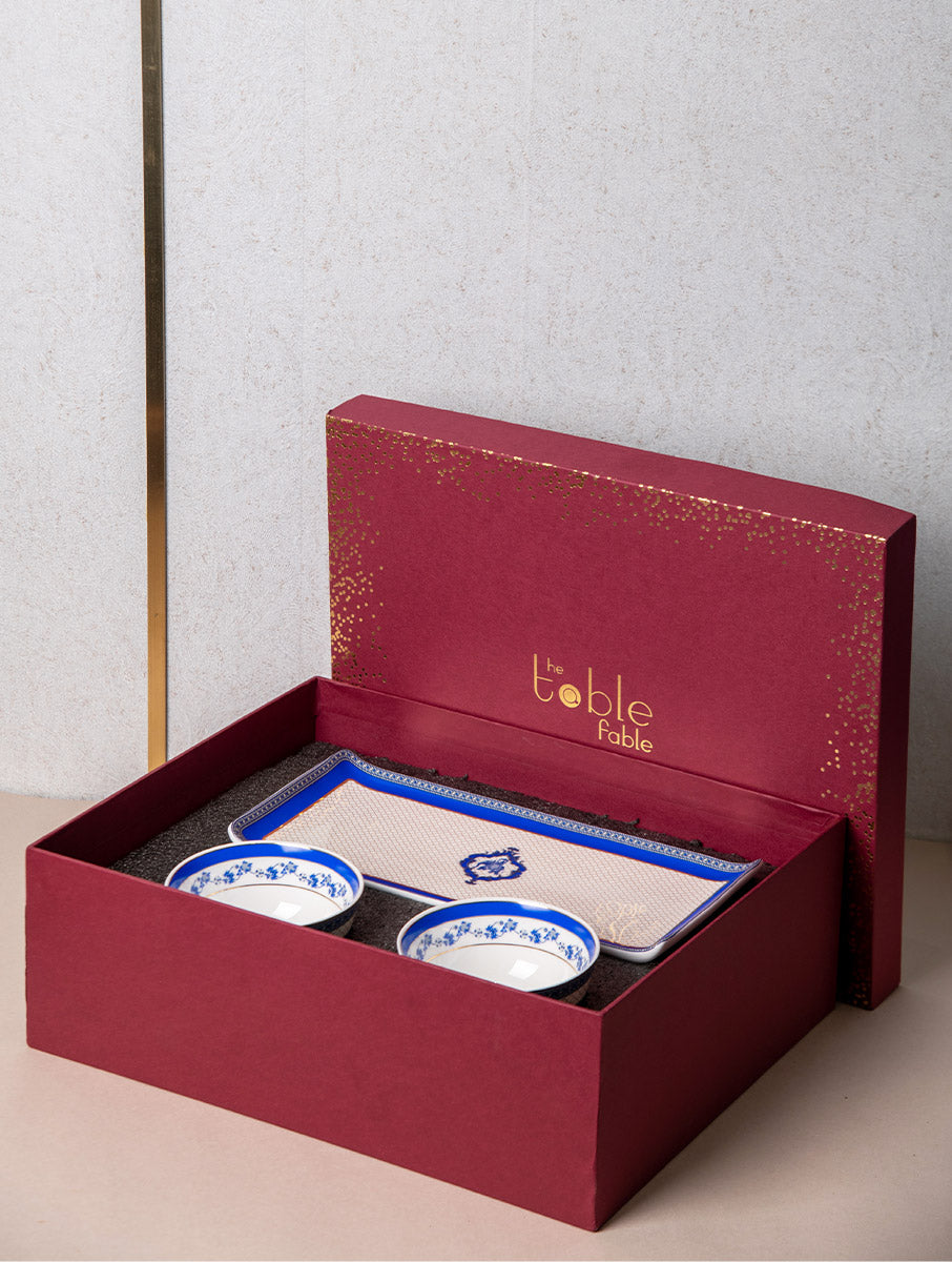 Gaj Gamini Bowls & Platter Serveware Set - Set of 3