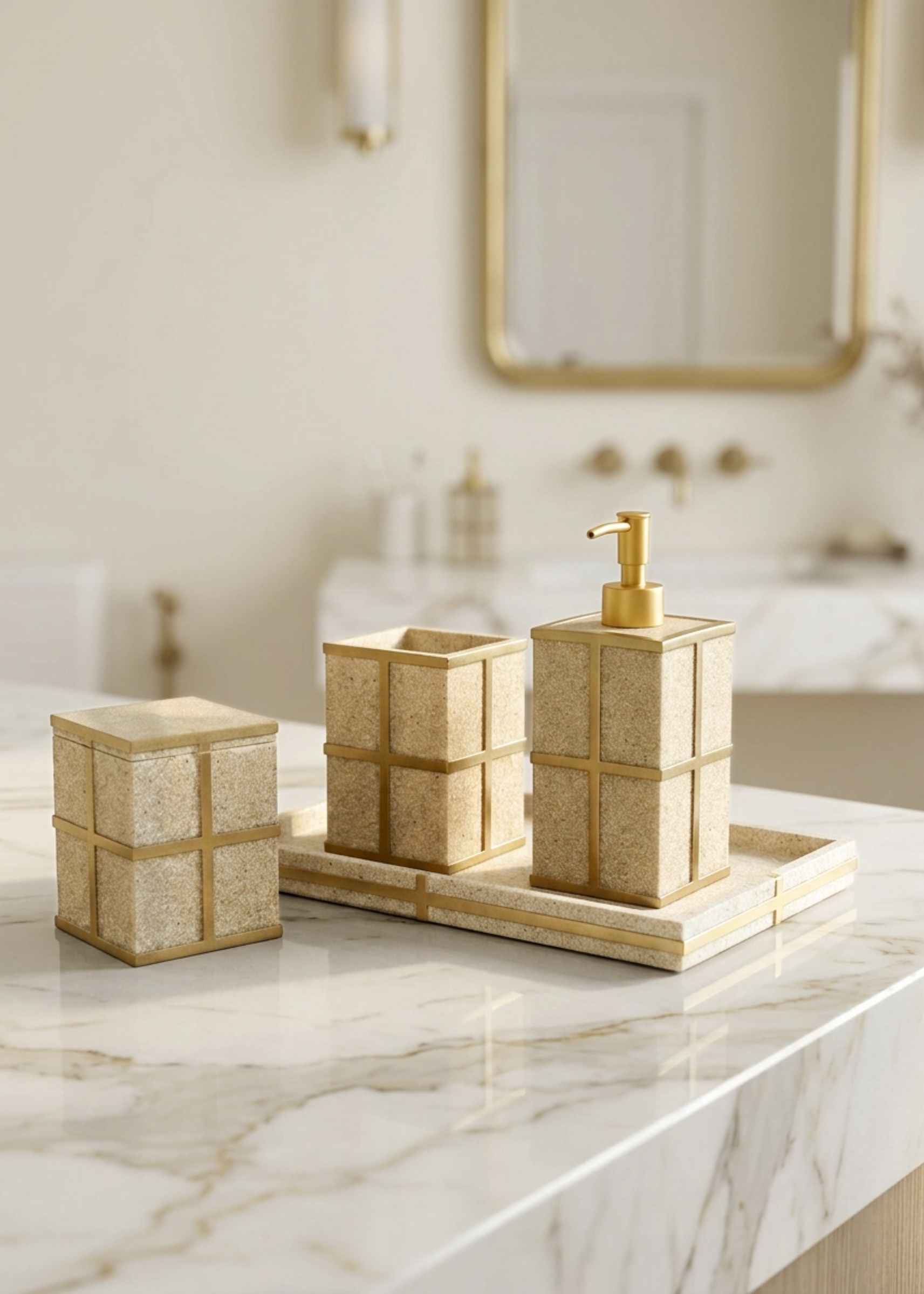 Axia Bathroom Set - Beige (Set of 4)