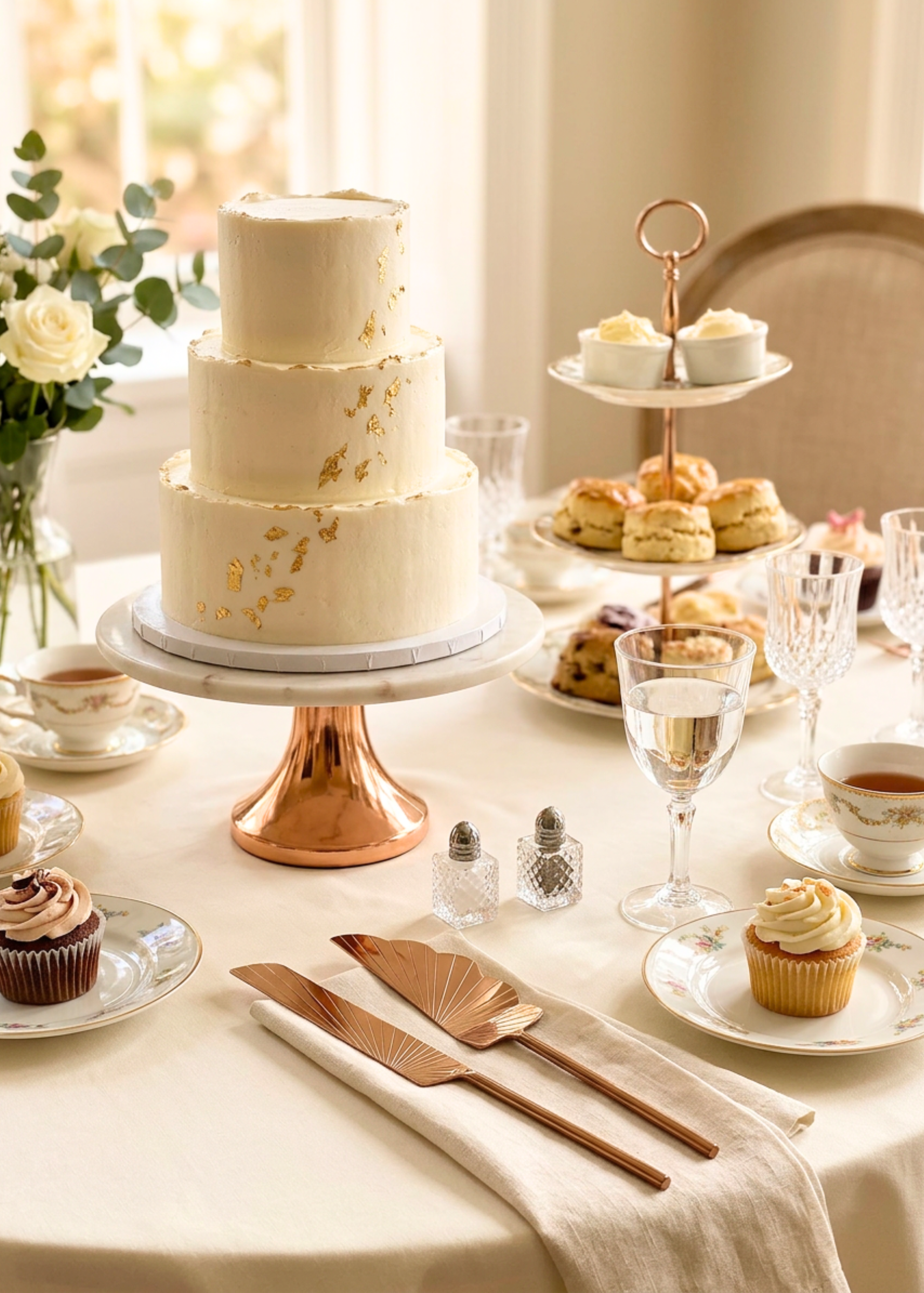 Luna Cake Knife And Server - Rose Gold