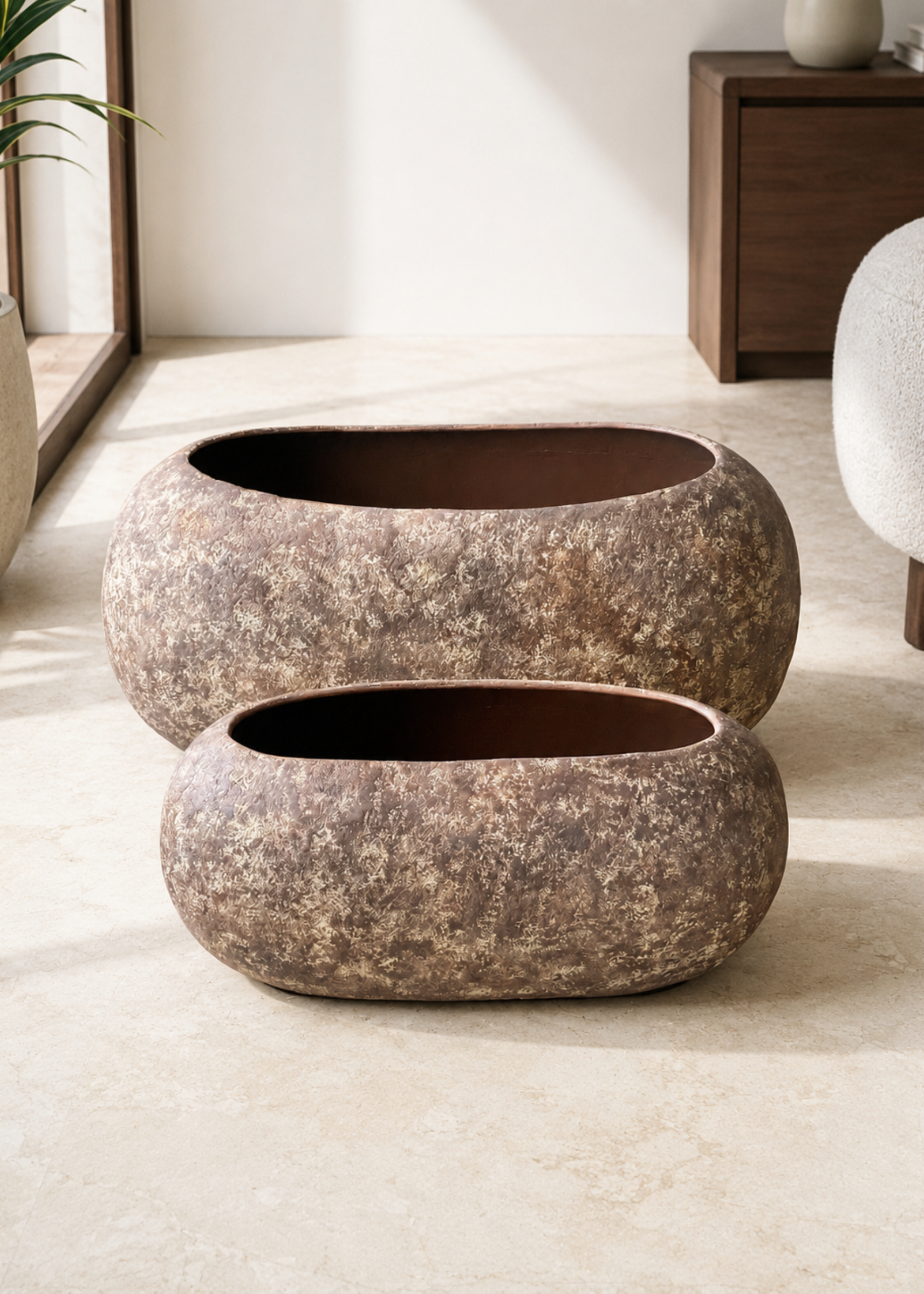 Fossil Basin Planters - Aged Brown