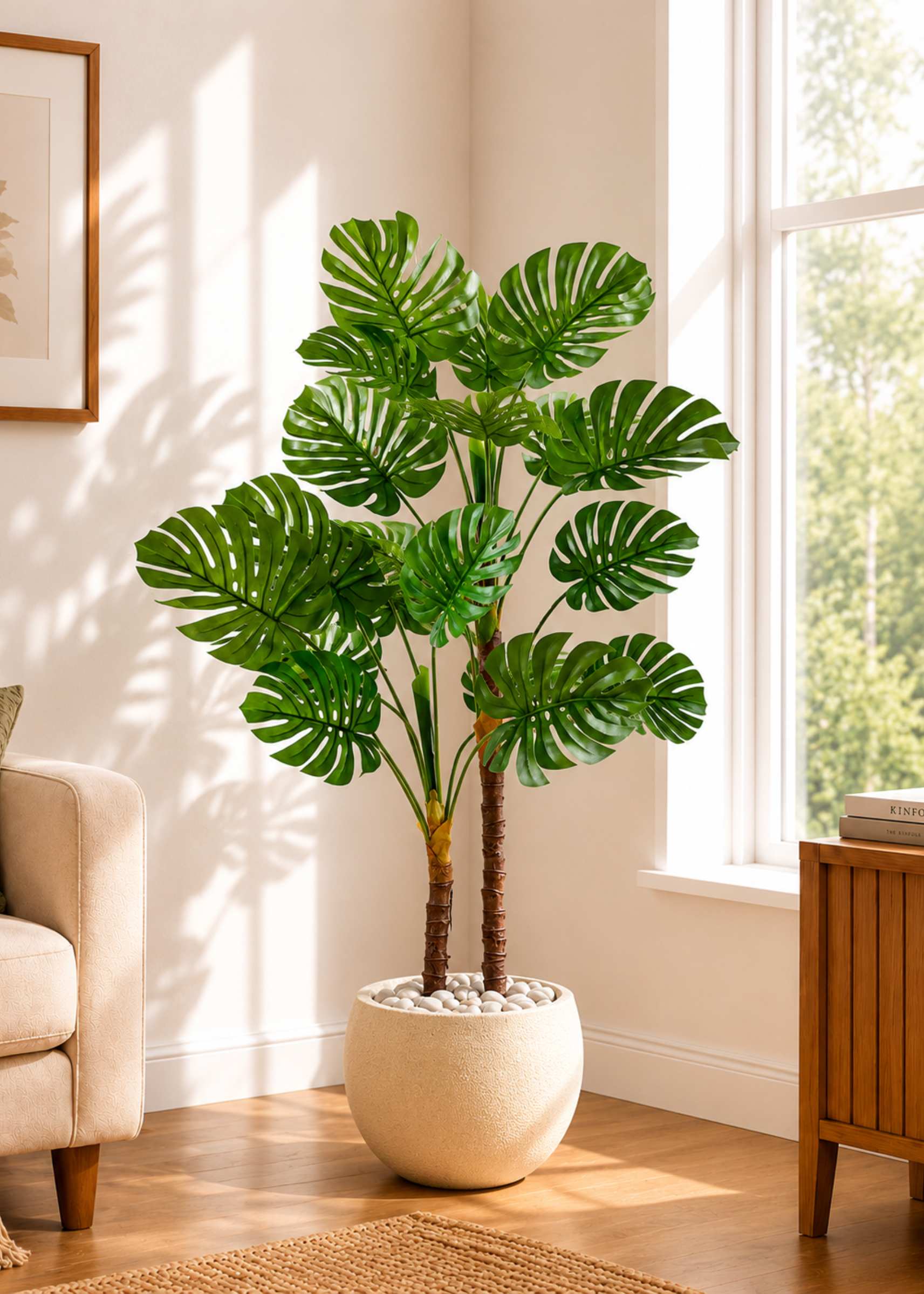 Artificial Dual Monstera Plant - 4 Feet
