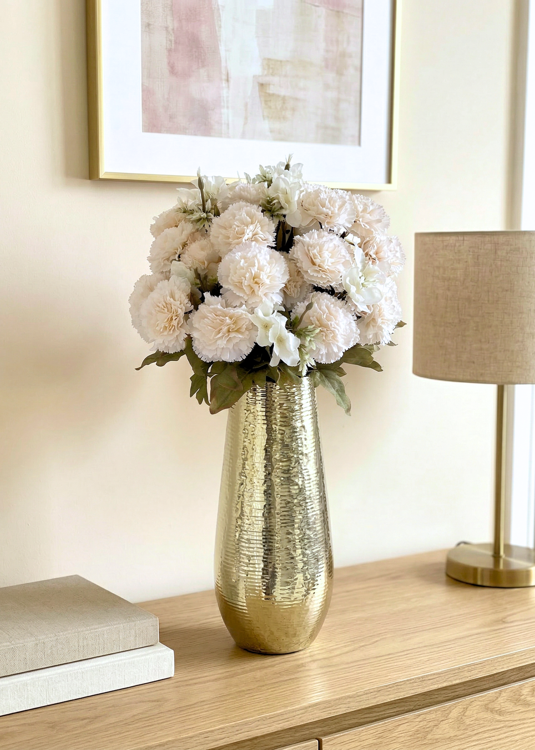Artificial White Carnation Flower - (Set of 2)