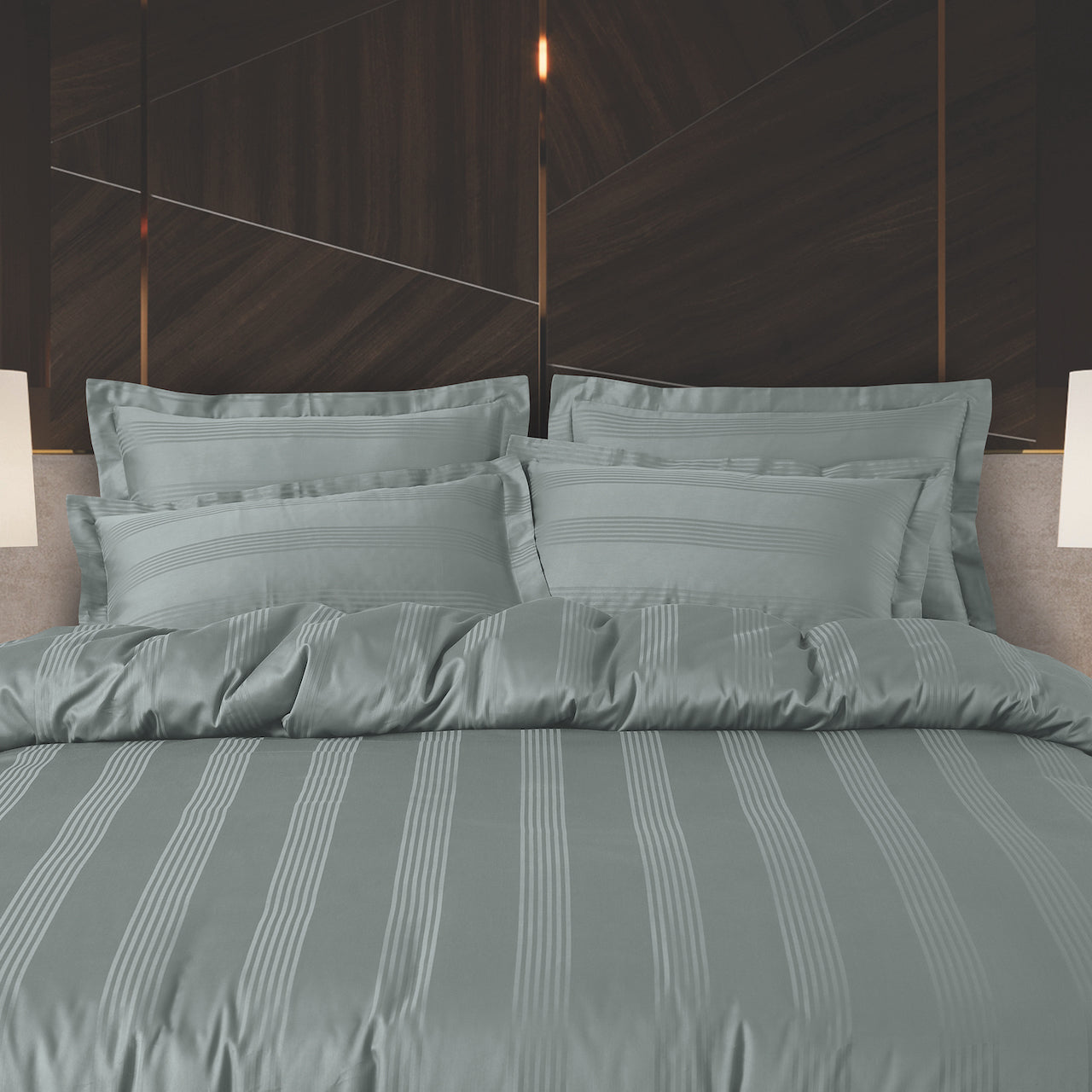 Turin Jacquard Olive Stripes Bedsheet