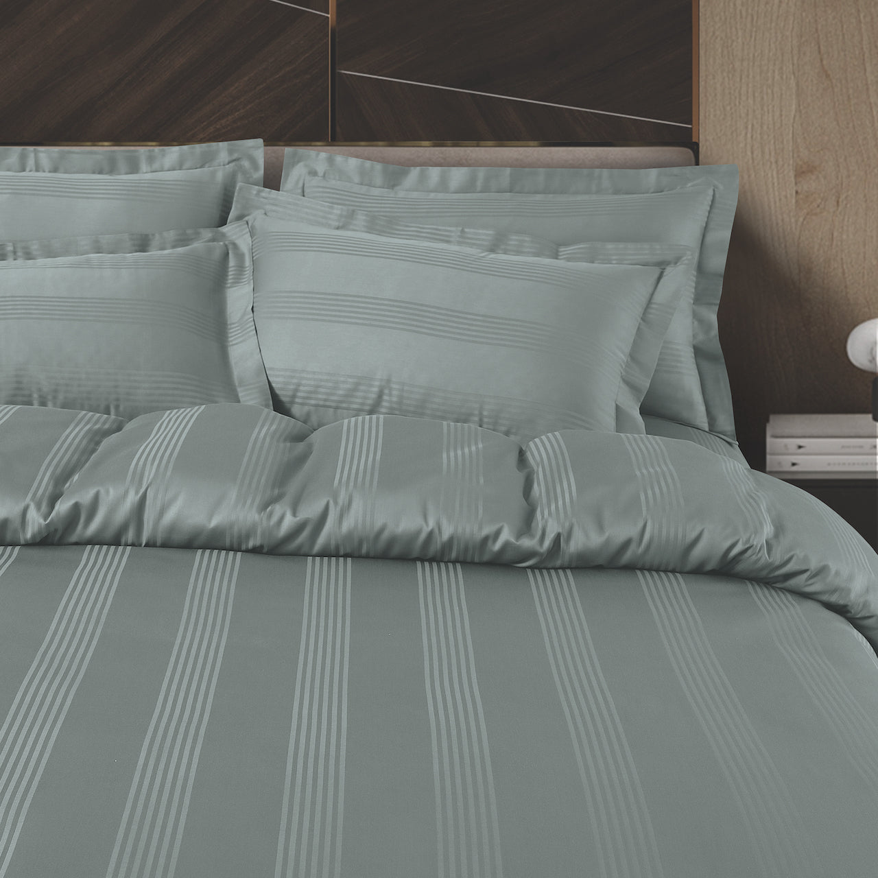 Turin Jacquard Olive Stripes Bedsheet