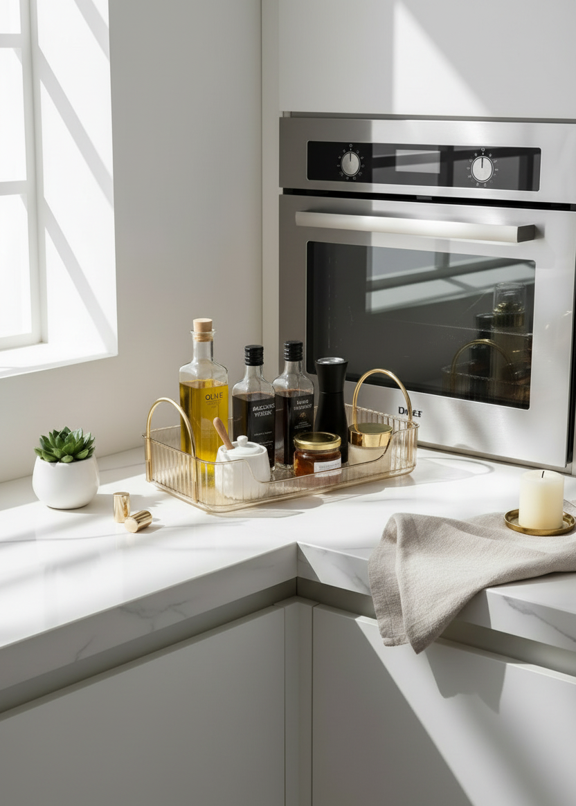 Countertop Cosmetics Storage Tray - Amber