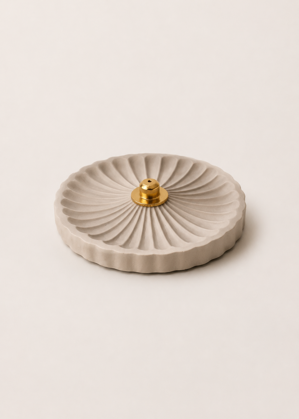 Umber Round Incense Holder - Beige