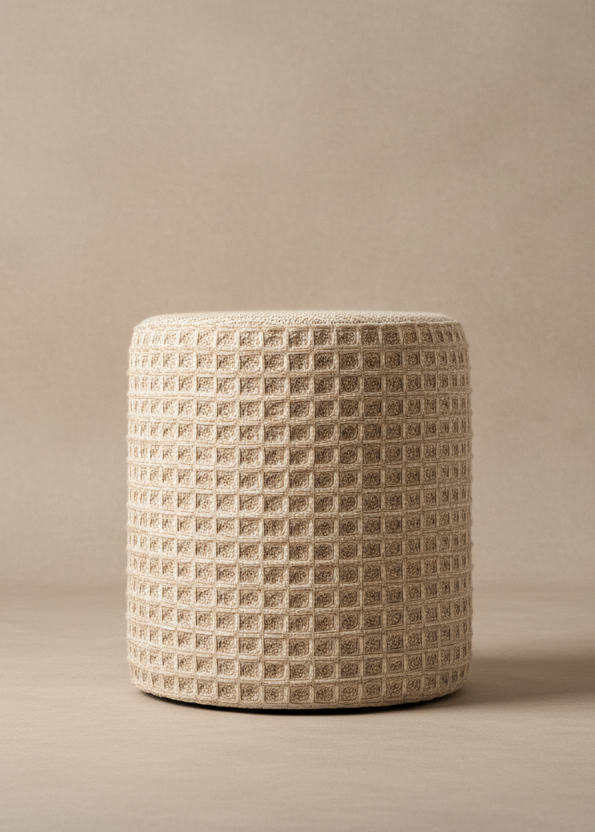 Wilson Waffle Pouffe - Beige