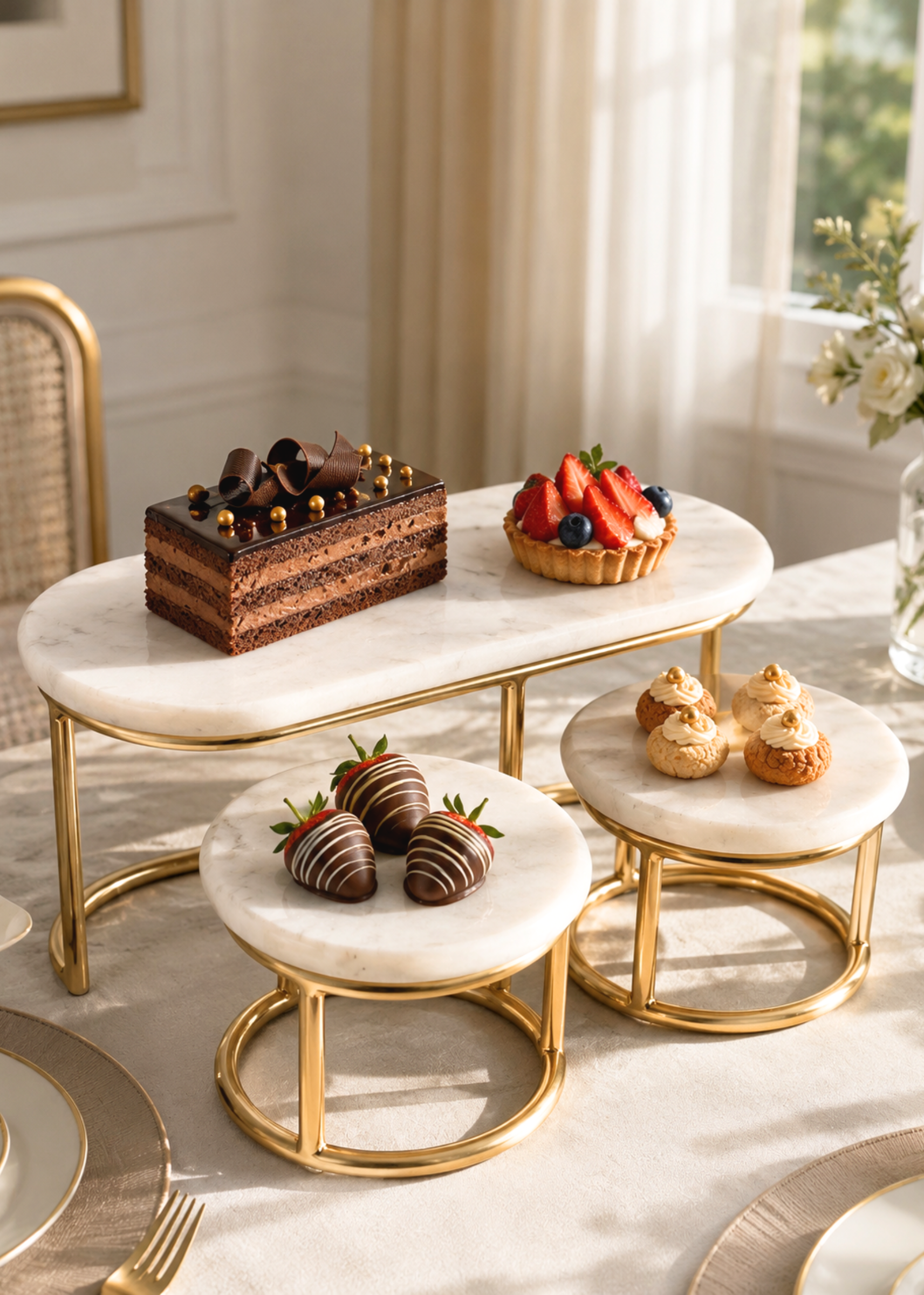 Soho Trio Marble Cake Stand -Set of 3
