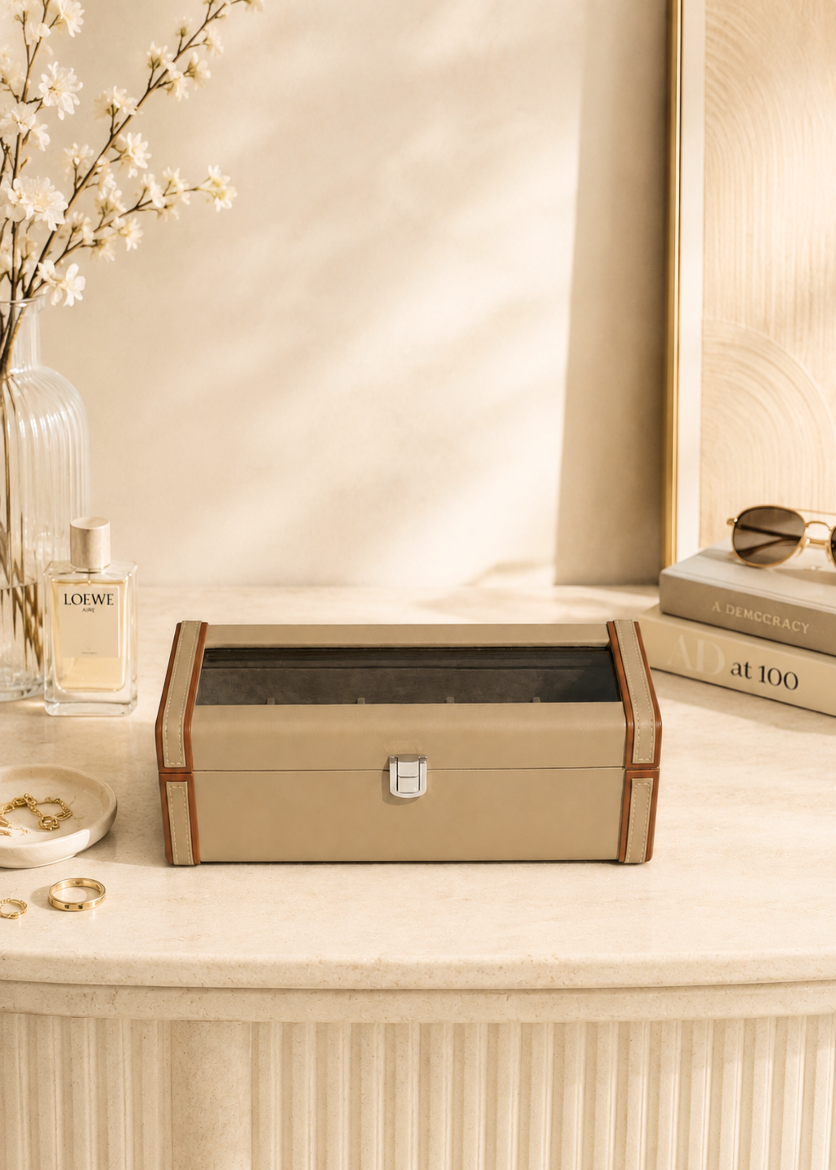 Naples Taupe Watch Box - 4 Slots