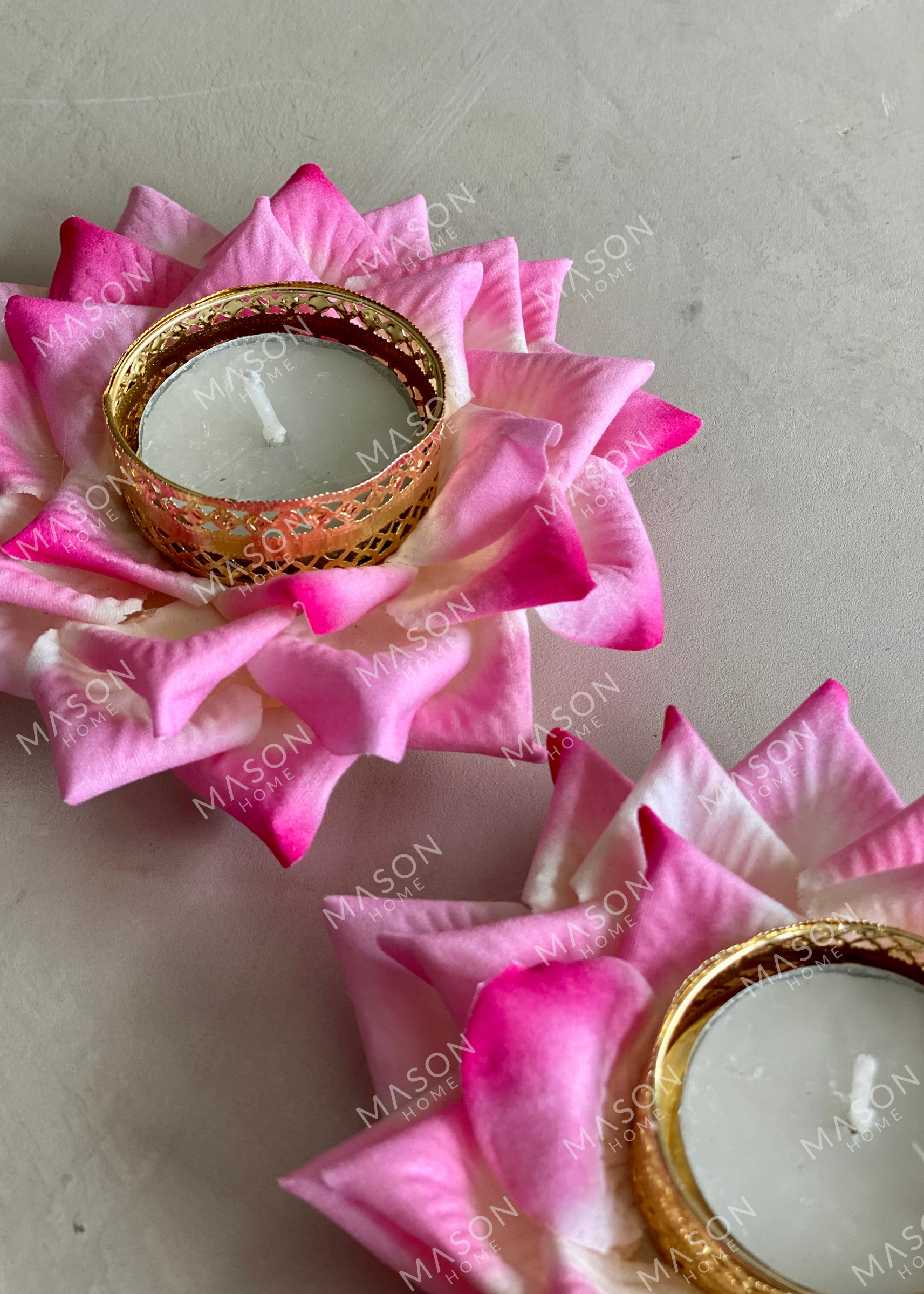 Festive Lotus Bloom Diya - Pink (Set of 2)