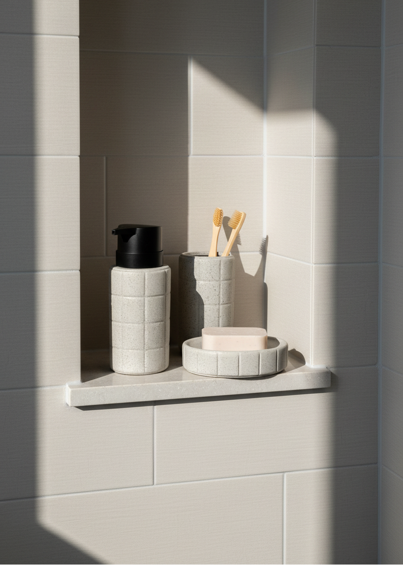 Stria Bathroom Set - Grey (Set of 3)