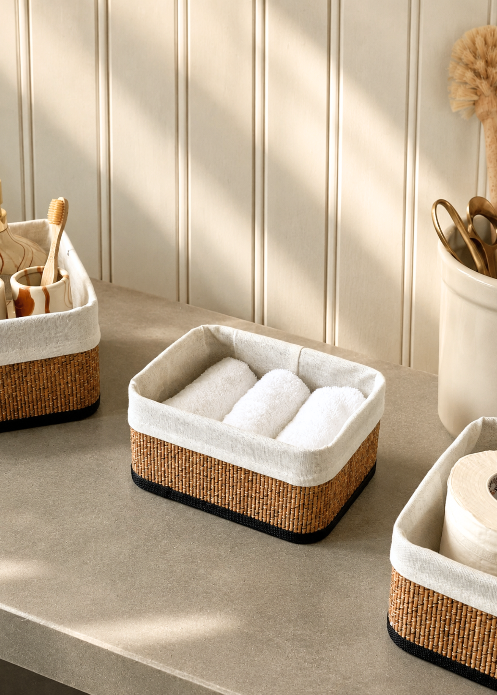 Kairo Baskets - White & Brown (Set of 3)