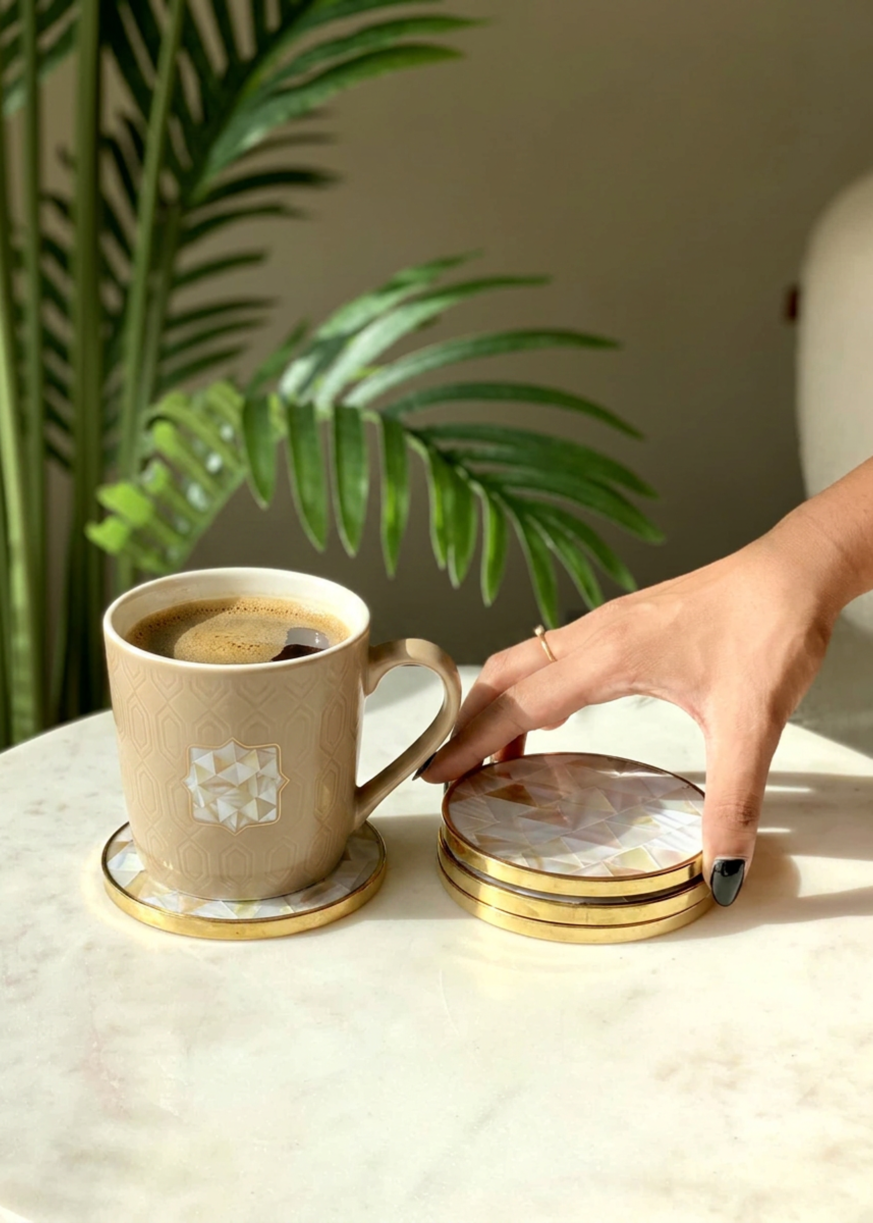 Mother of Pearl Round Coasters - Set of 4