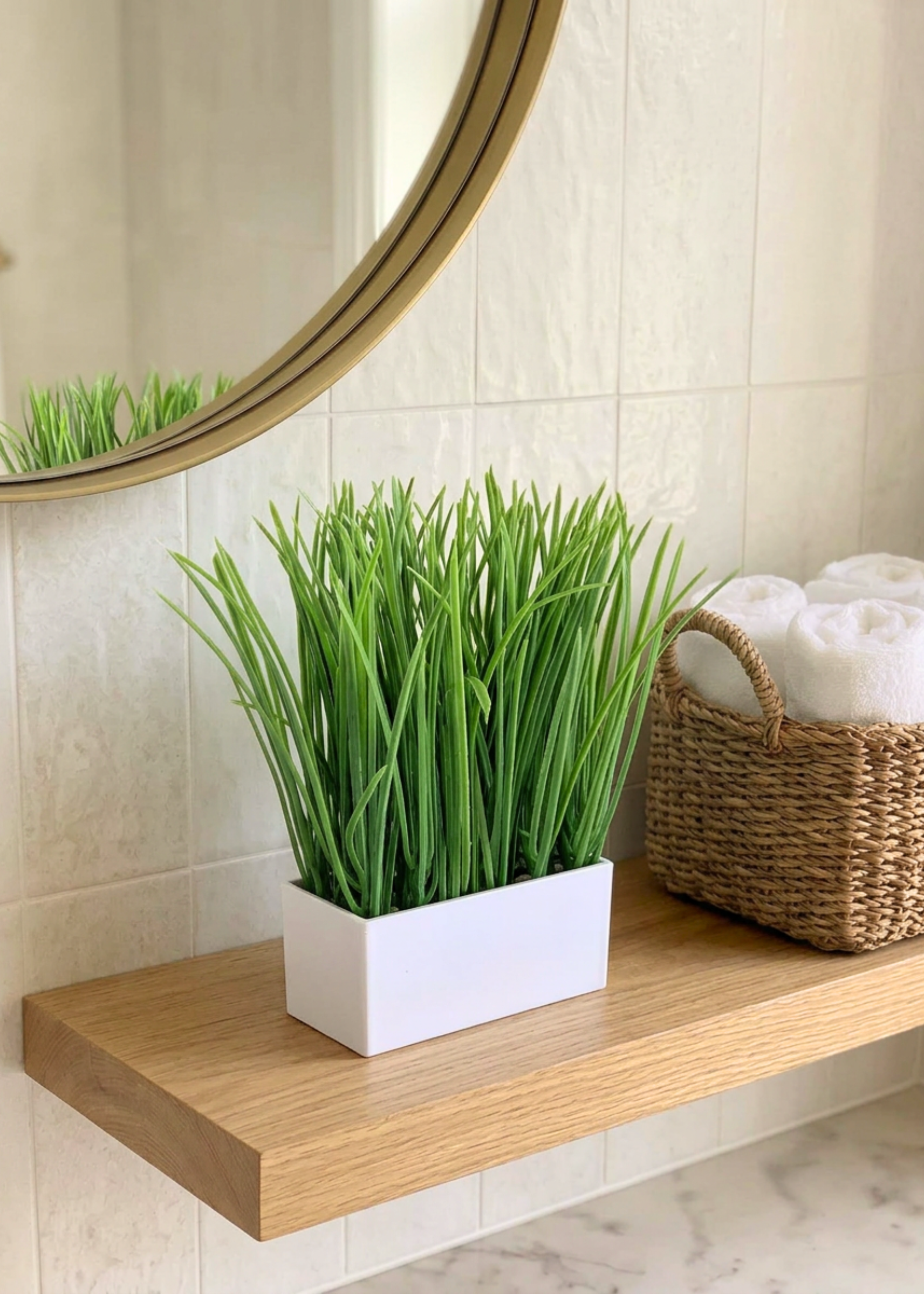 Artficial Grass Plant (White Pot)