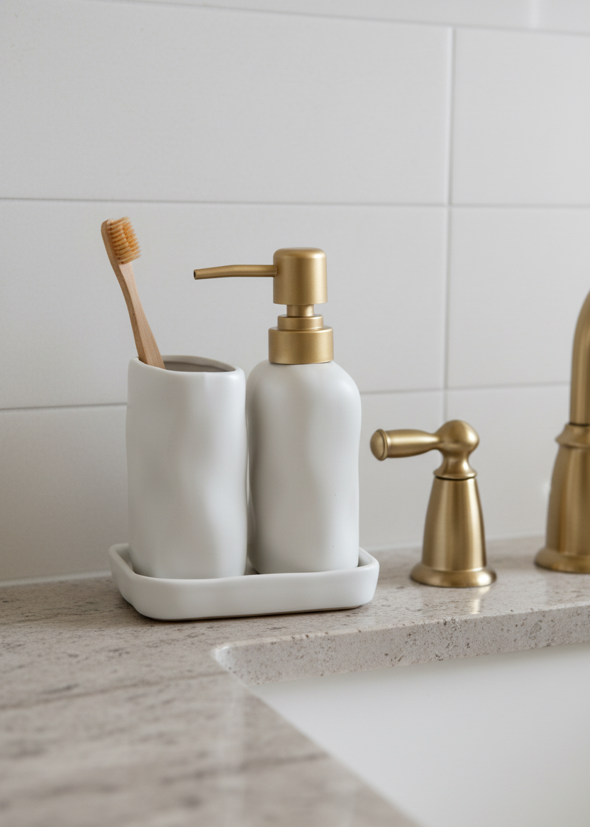 Lucent Bathroom Set - White (Set of 3)