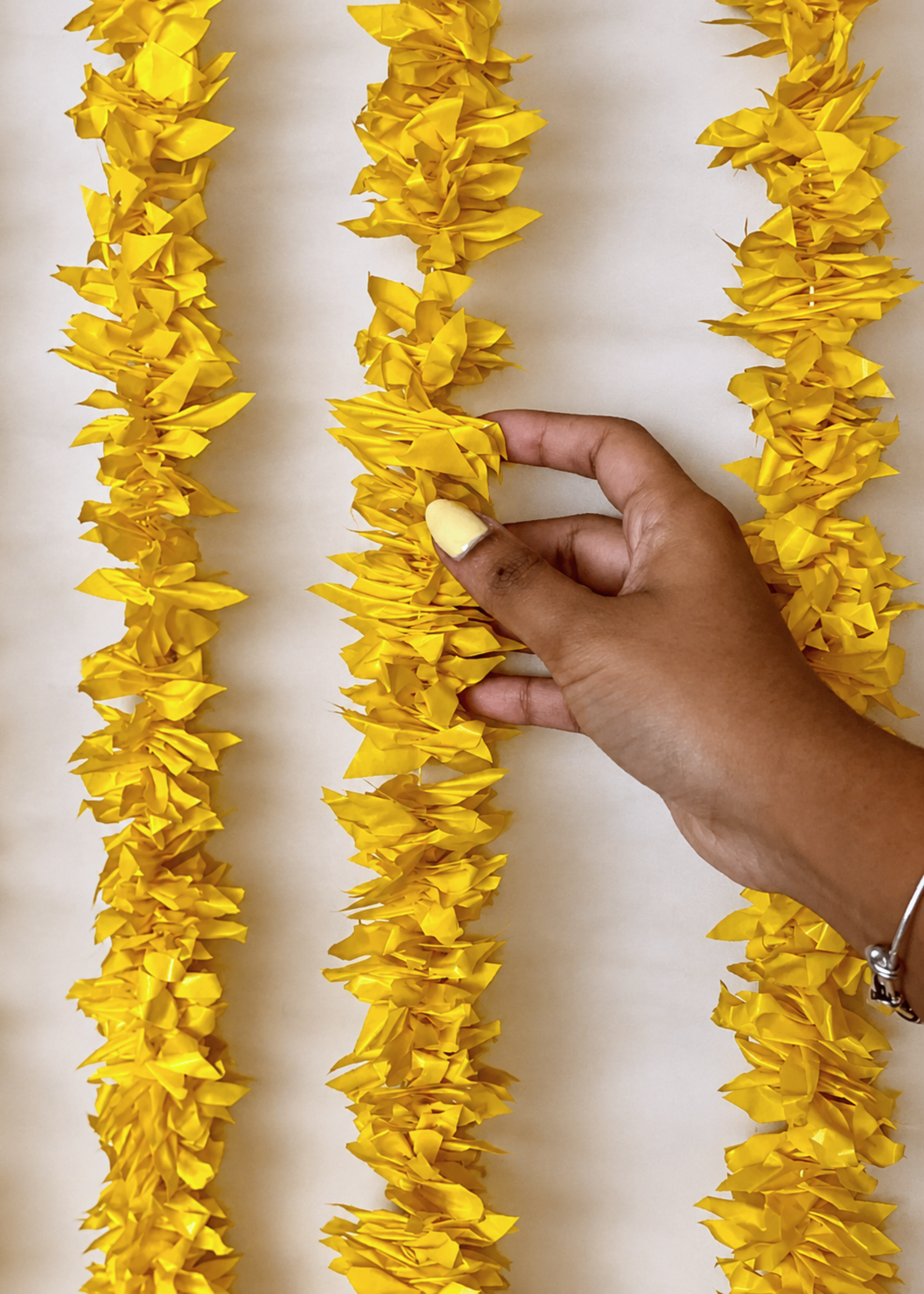 Decorative Artificial Yellow Gajra - Set Of 12 (3 Feet)