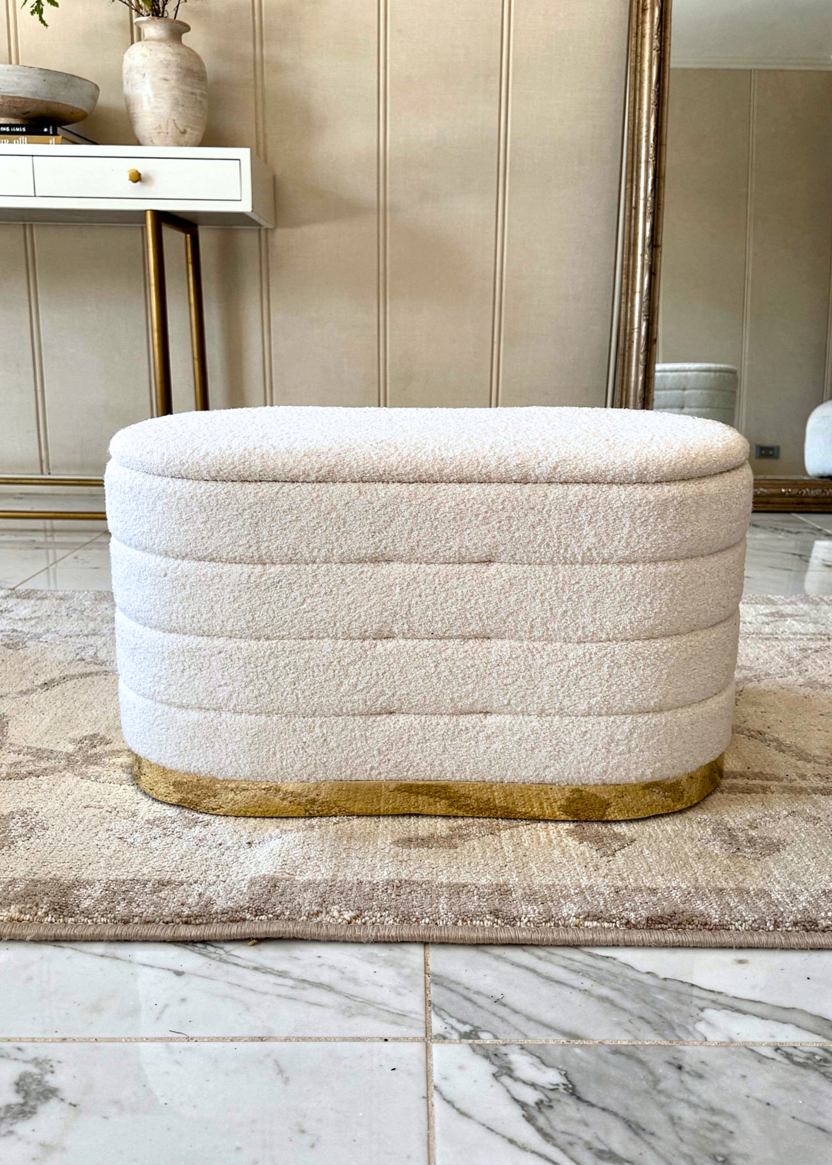 Cloud Boucle Storage Pouffe Set - Ivory