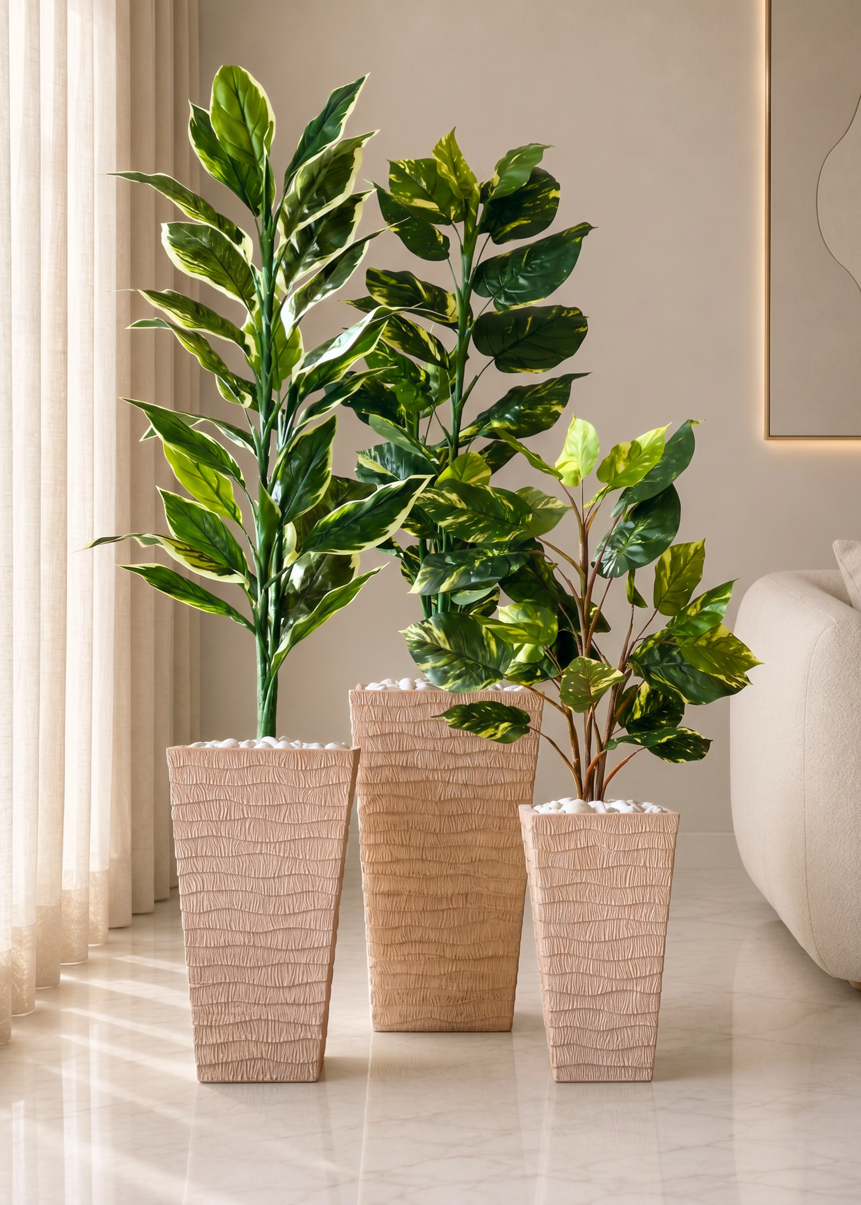 Carved Planters - Terracota Beige