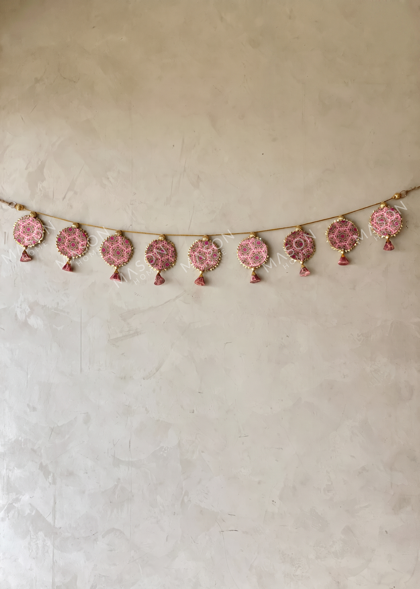 Festive Shubh Rang Reversible Toran - Green & Pink