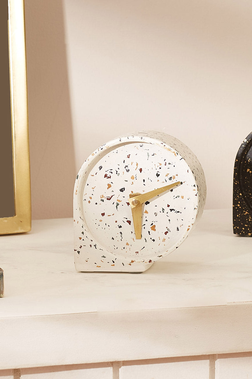 Nordic White Terrazzo Table Clock