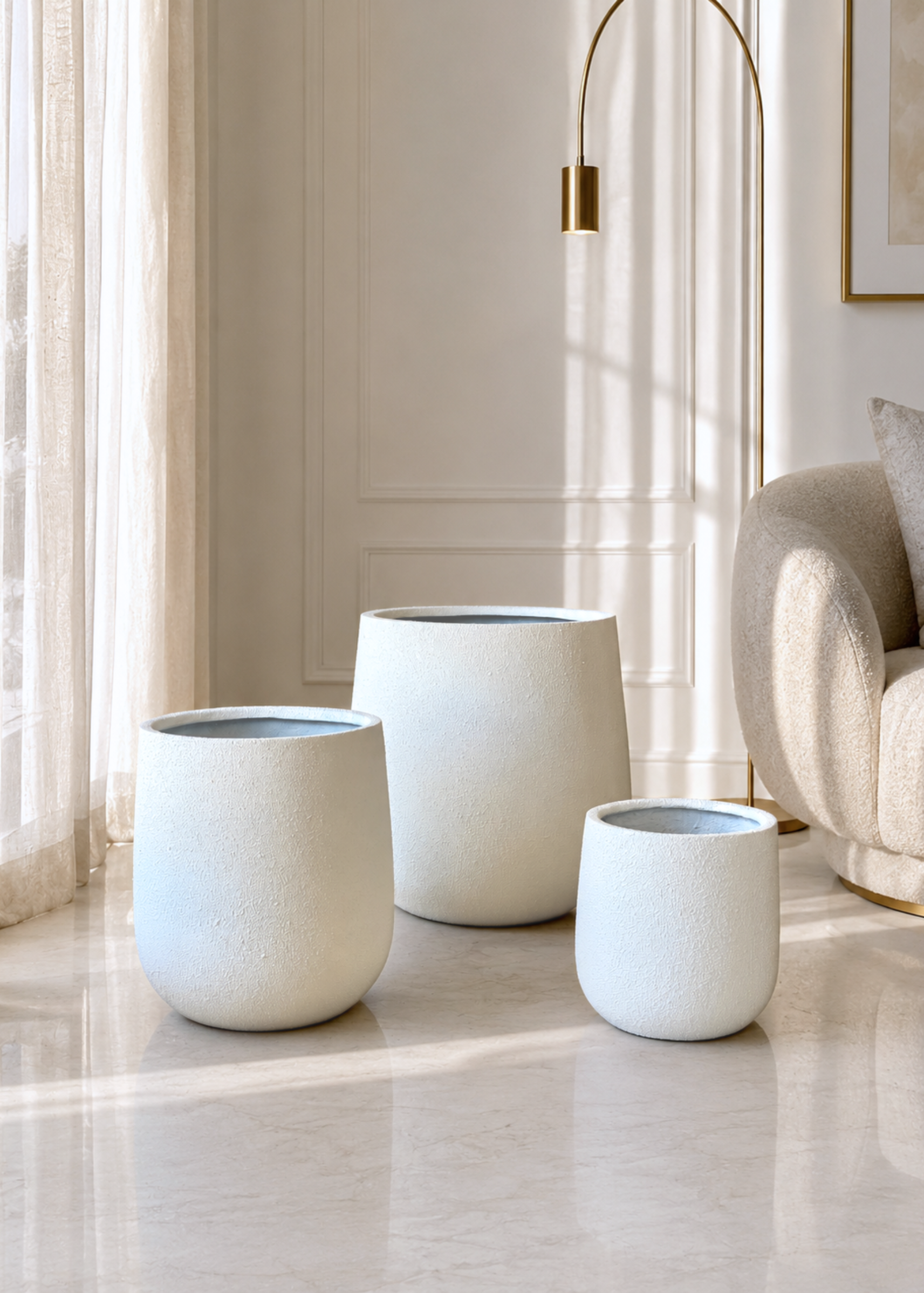 Noa Round Planters - White