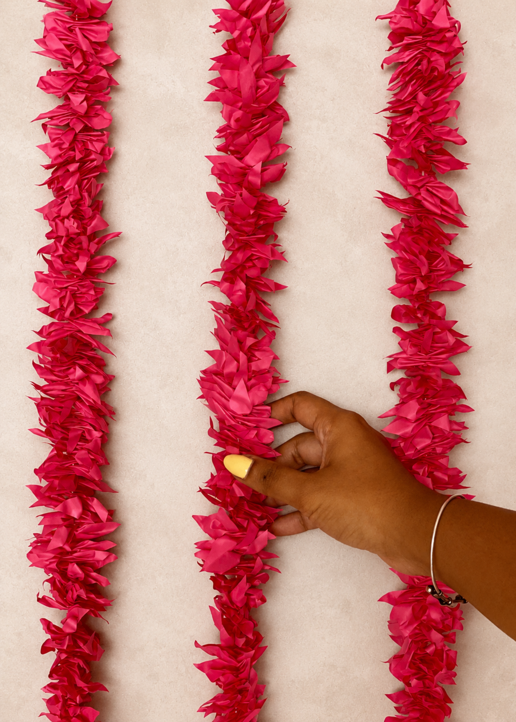 Decorative Artificial Pink Gajra - Set Of 12 (3 Feet)