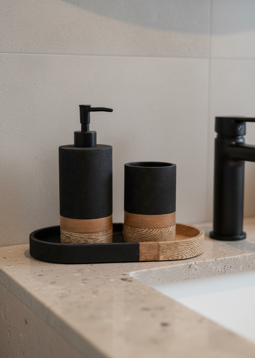 Aurum Dune Bathroom Set - Set of 3 (Black)