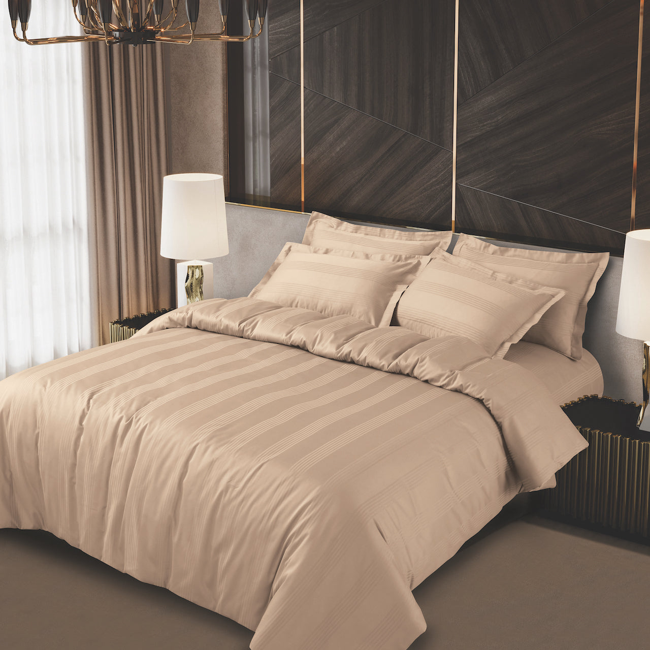 Turin Jacquard Dark Fohn Stripes Duvet Cover