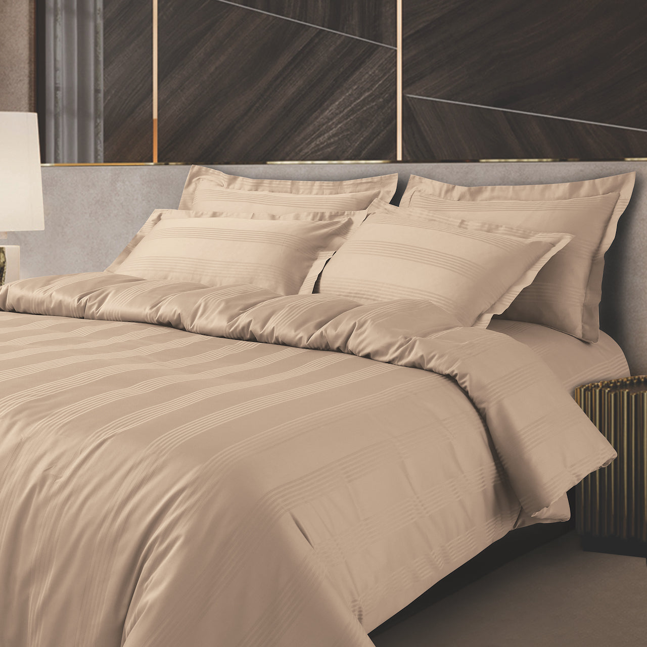 Turin Jacquard Dark Fohn Stripes Duvet Cover