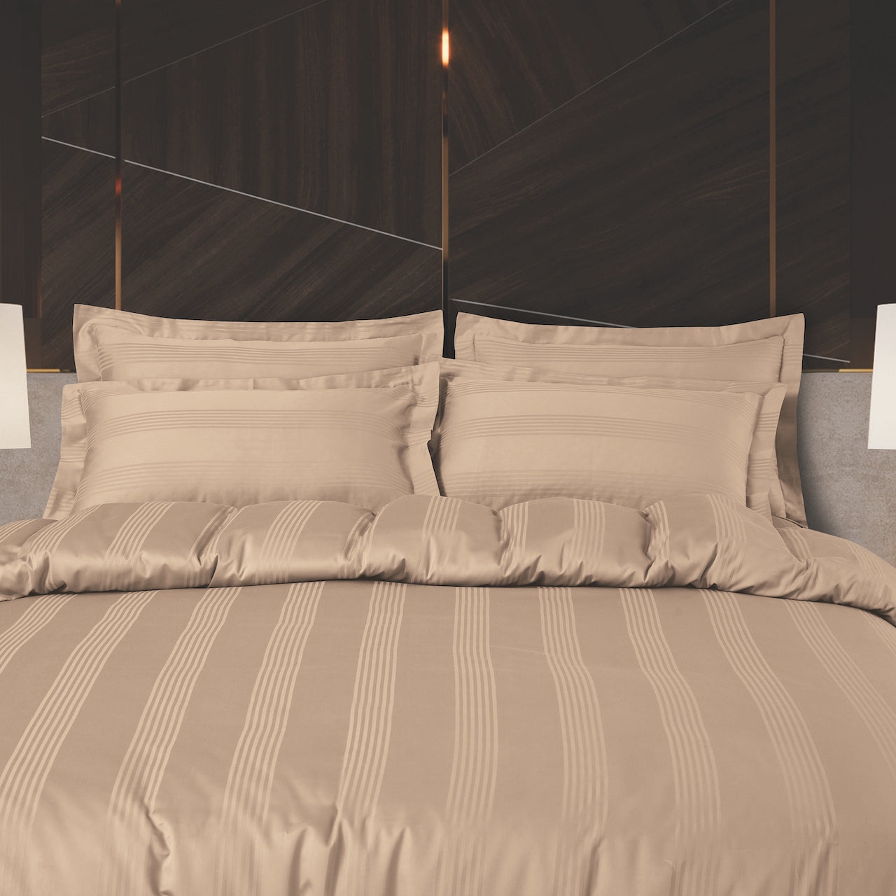 Turin Jacquard Dark Fohn Stripes Duvet Cover