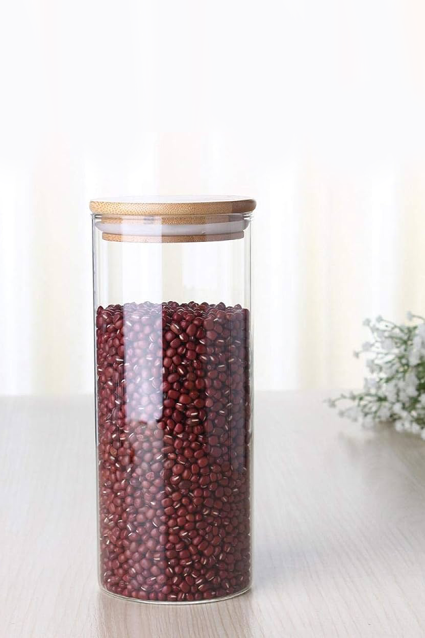 Glass Airtight Storage Container With Wooden Lid - Large (Set Of 2)
