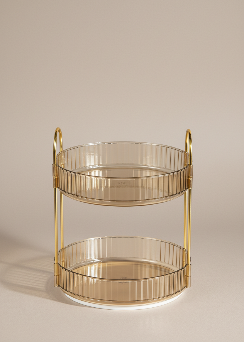 Two Tier Rotating Makeup Organiser - Amber